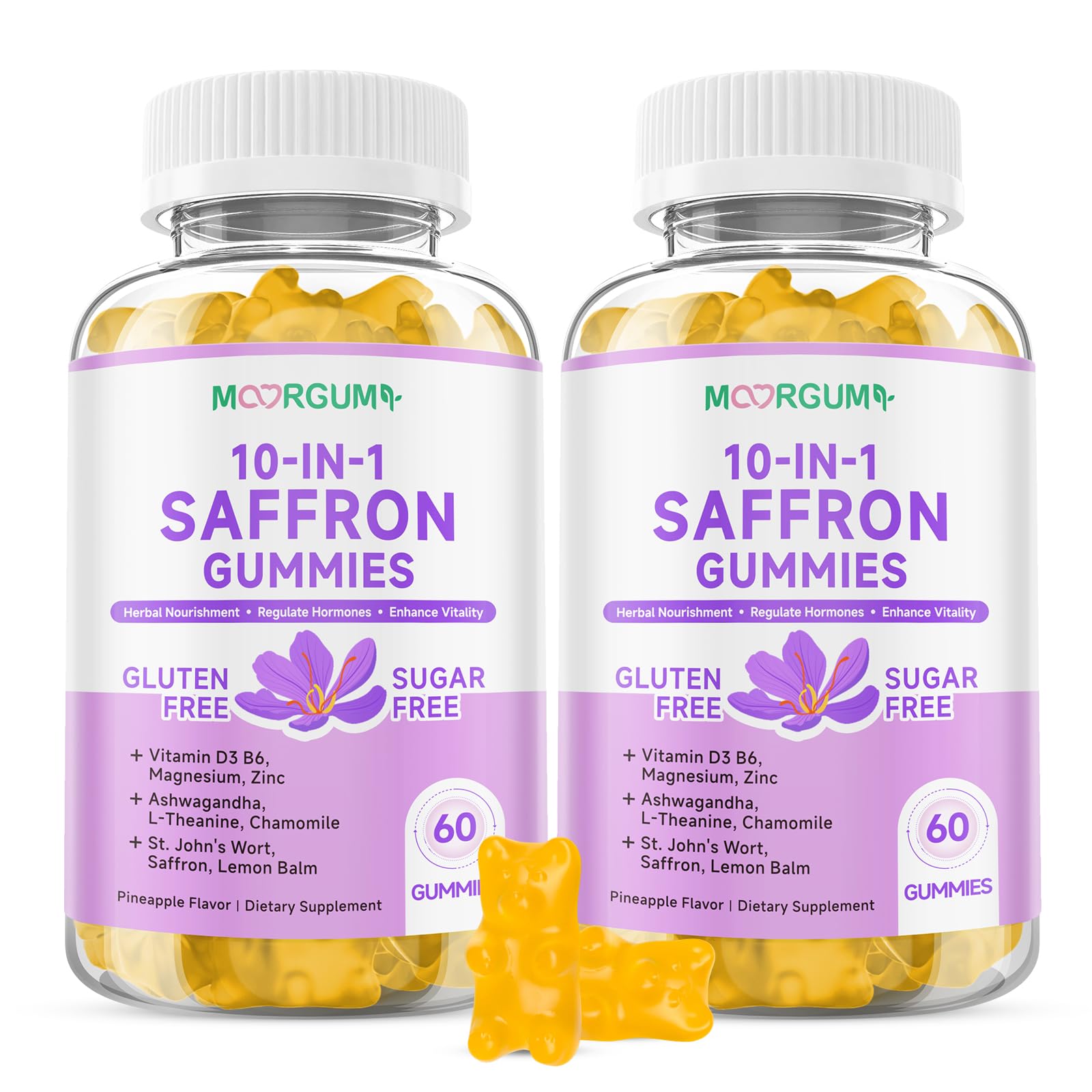 MOORGUMY Saffron Gummies front view with packaging