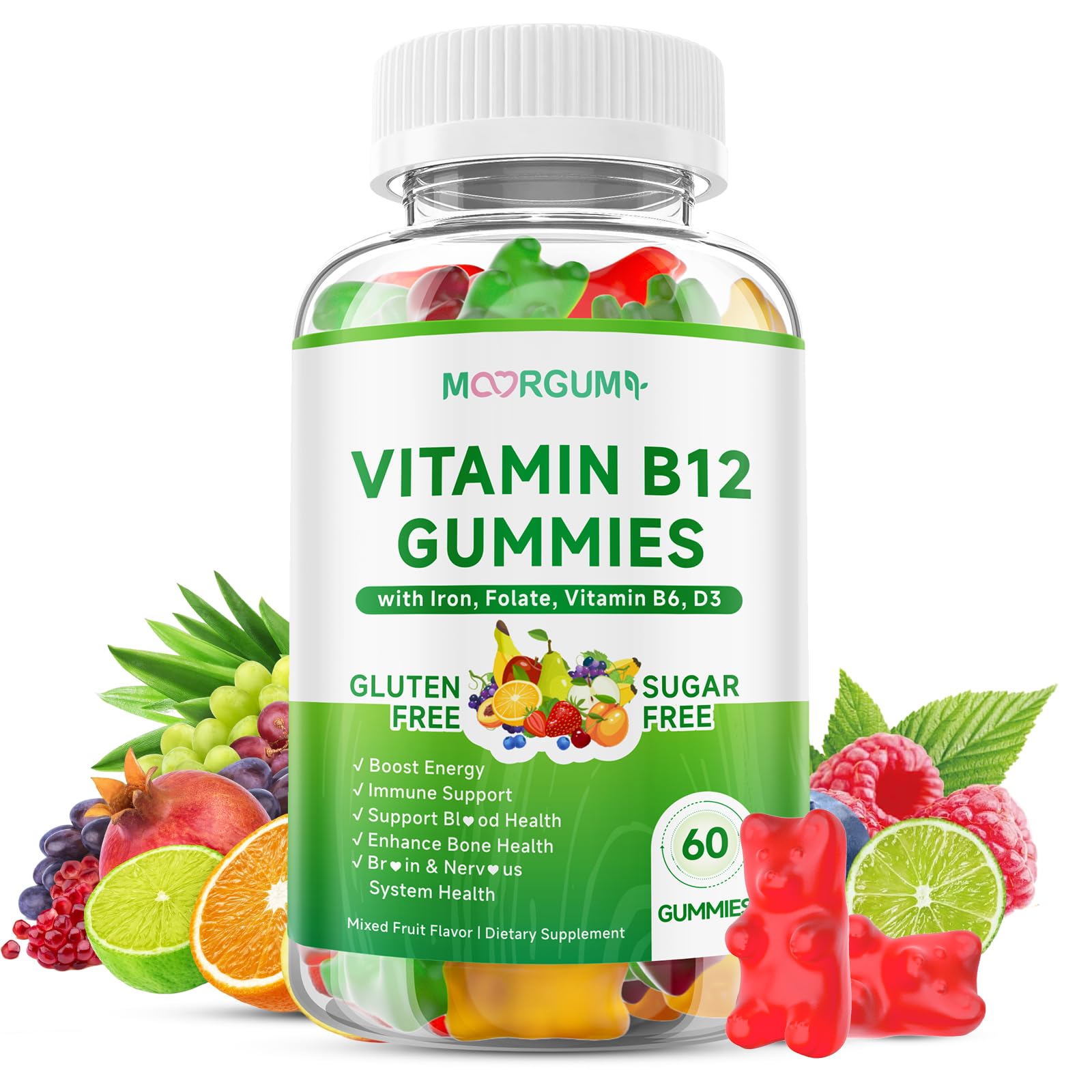 MOORGUMY Vitamin B12 Gummies bottle front view