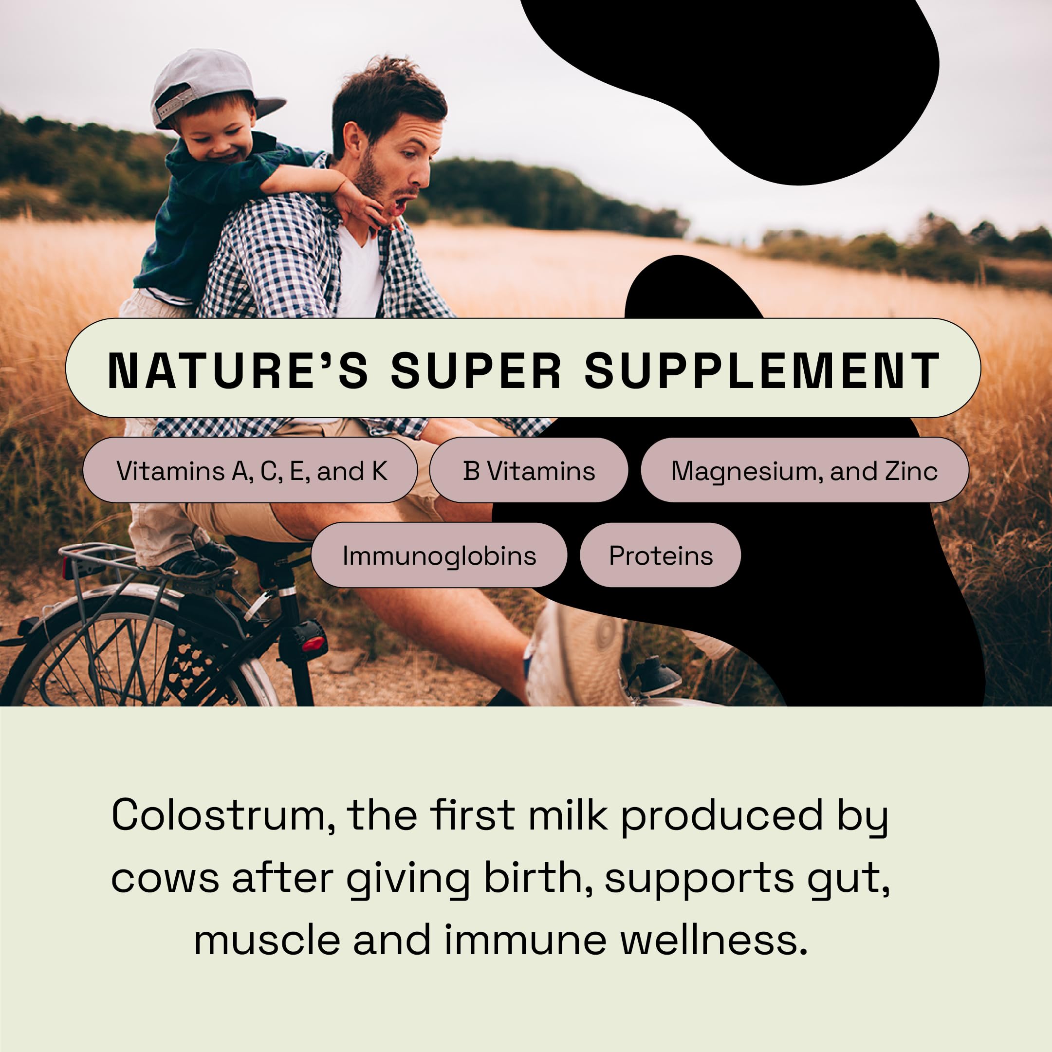 MOOVE Colostrum Supplement on a wooden table