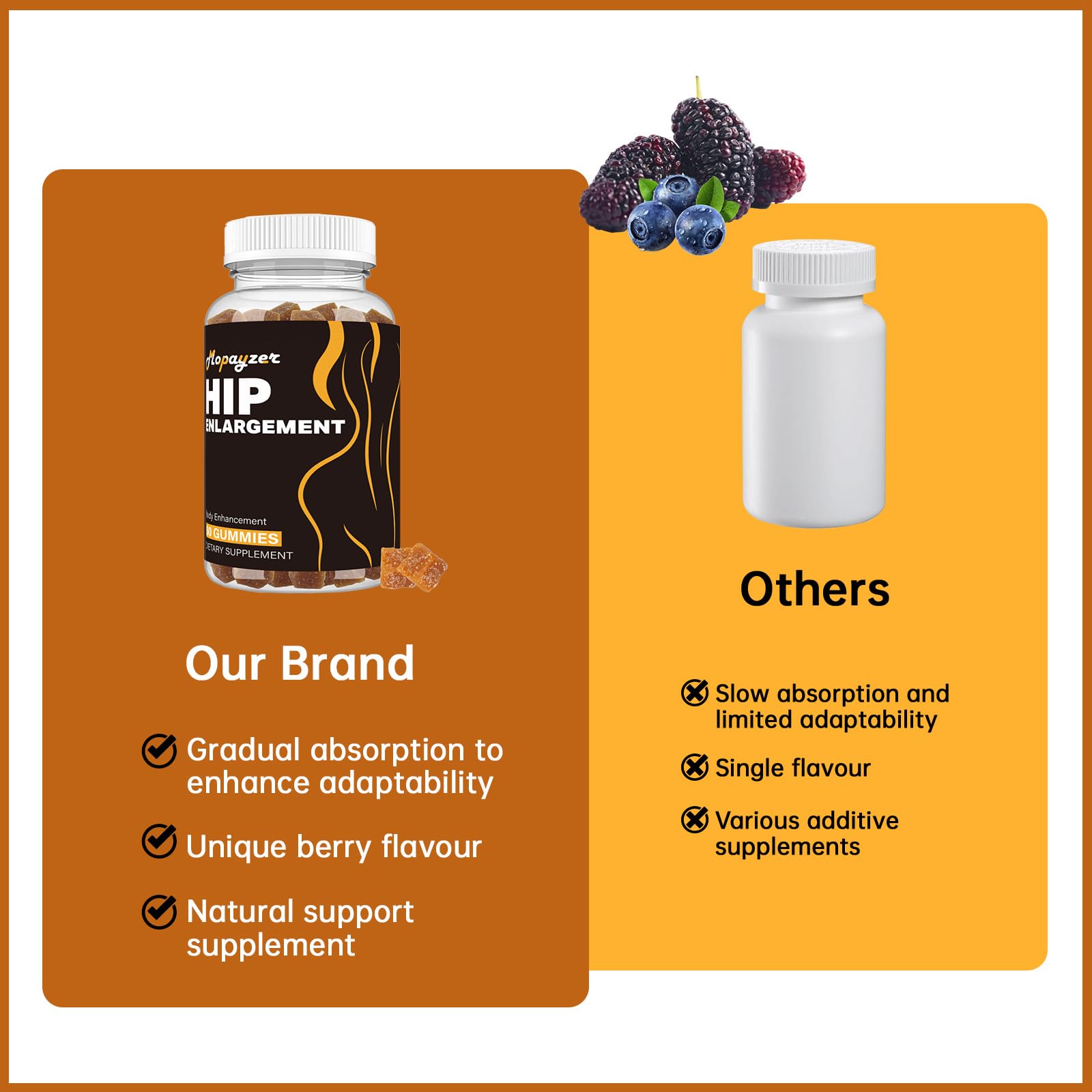 mopayzer Booty Curve Gummies bottle with a glass of water