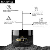 MORA IMPEX Himalayan Shilajit Resin 30g jar opened with resin visible