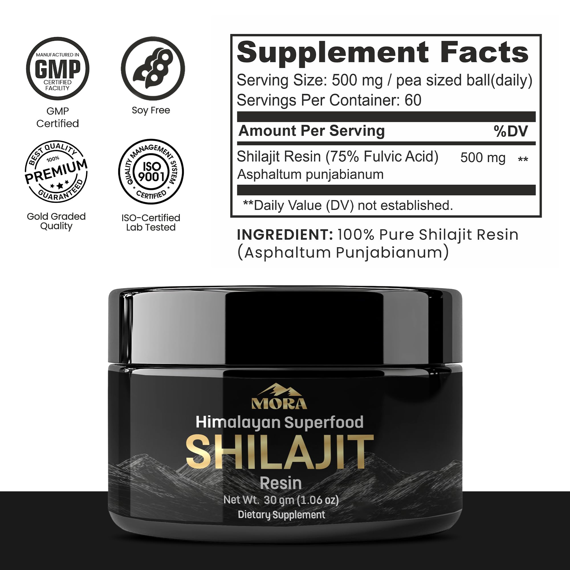 MORA IMPEX Himalayan Shilajit Resin 30g measuring spoon