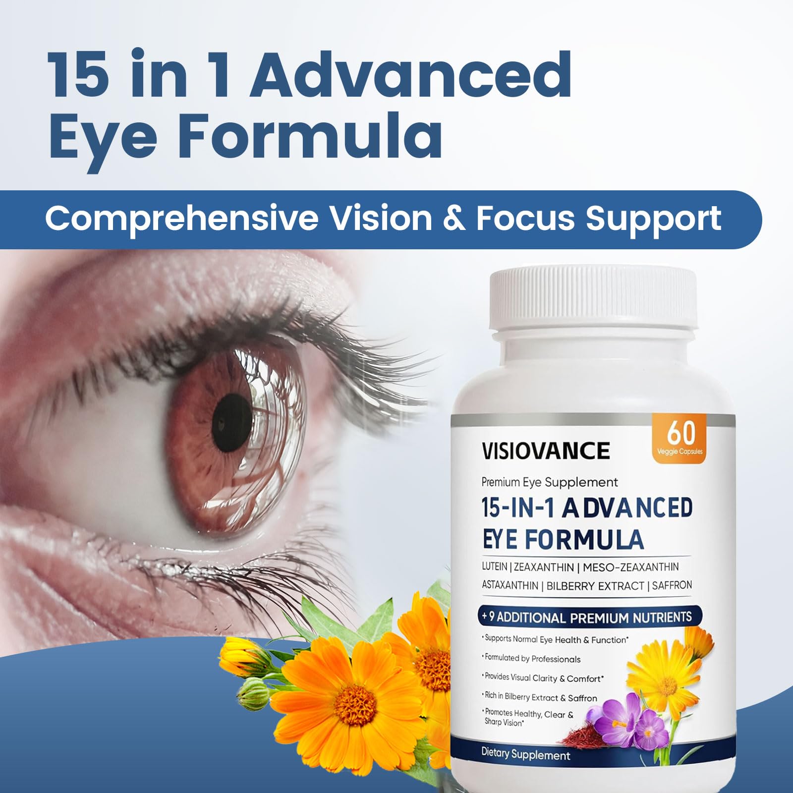 MORANDEE Eye Support Formula 15-in-1 Blend bottle with capsules