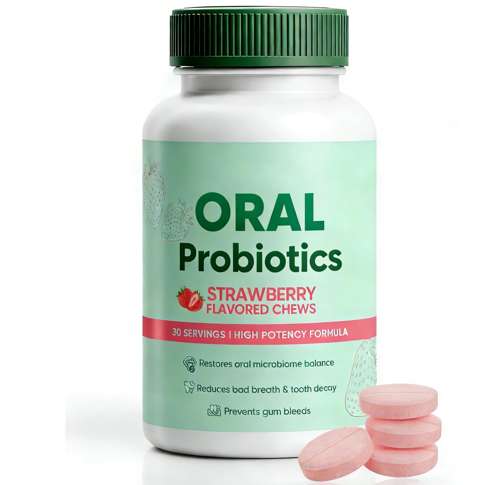 MORANDEE Strawberry-Flavoured Chewable Probiotics front view