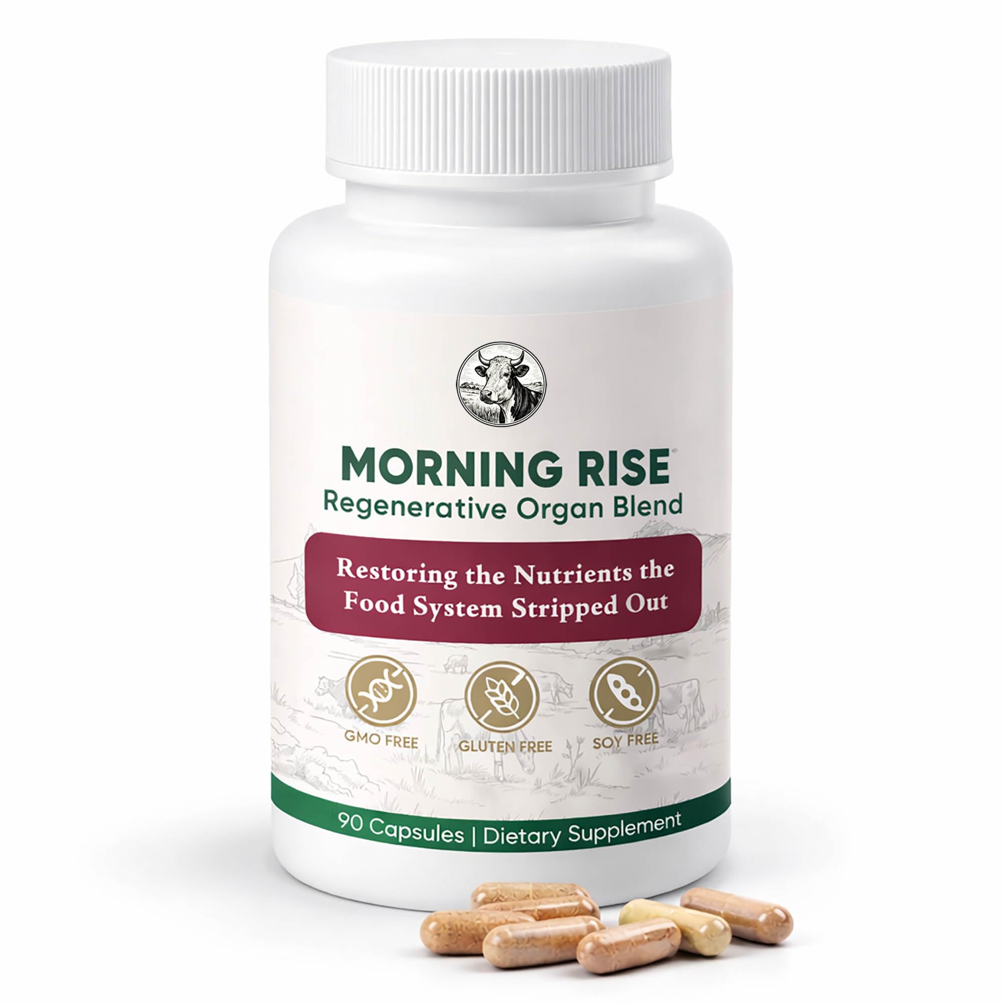 MORNING RISE Beef Organ Blend 90 Capsules front view