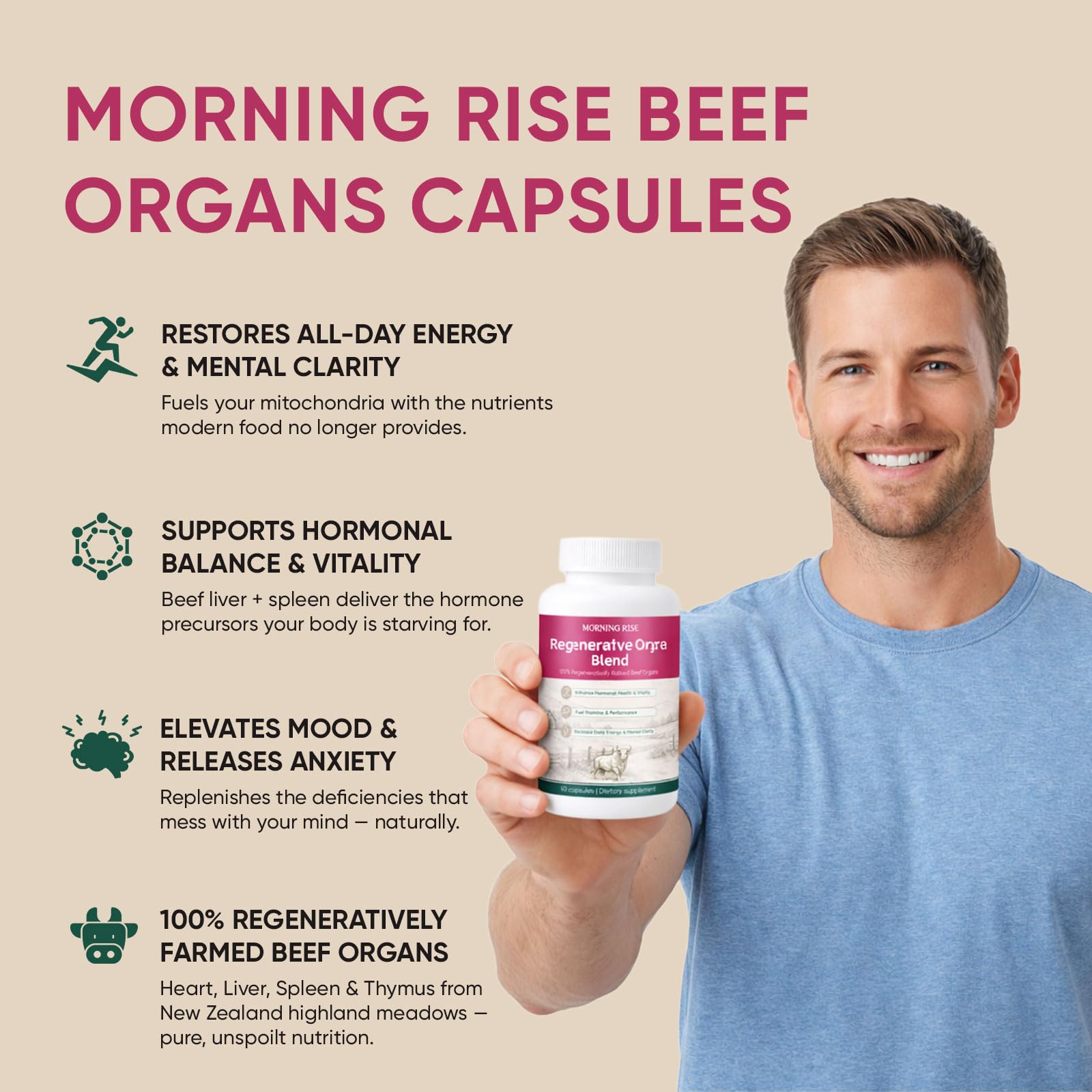 MORNING RISE Liver Extracts bottle side view