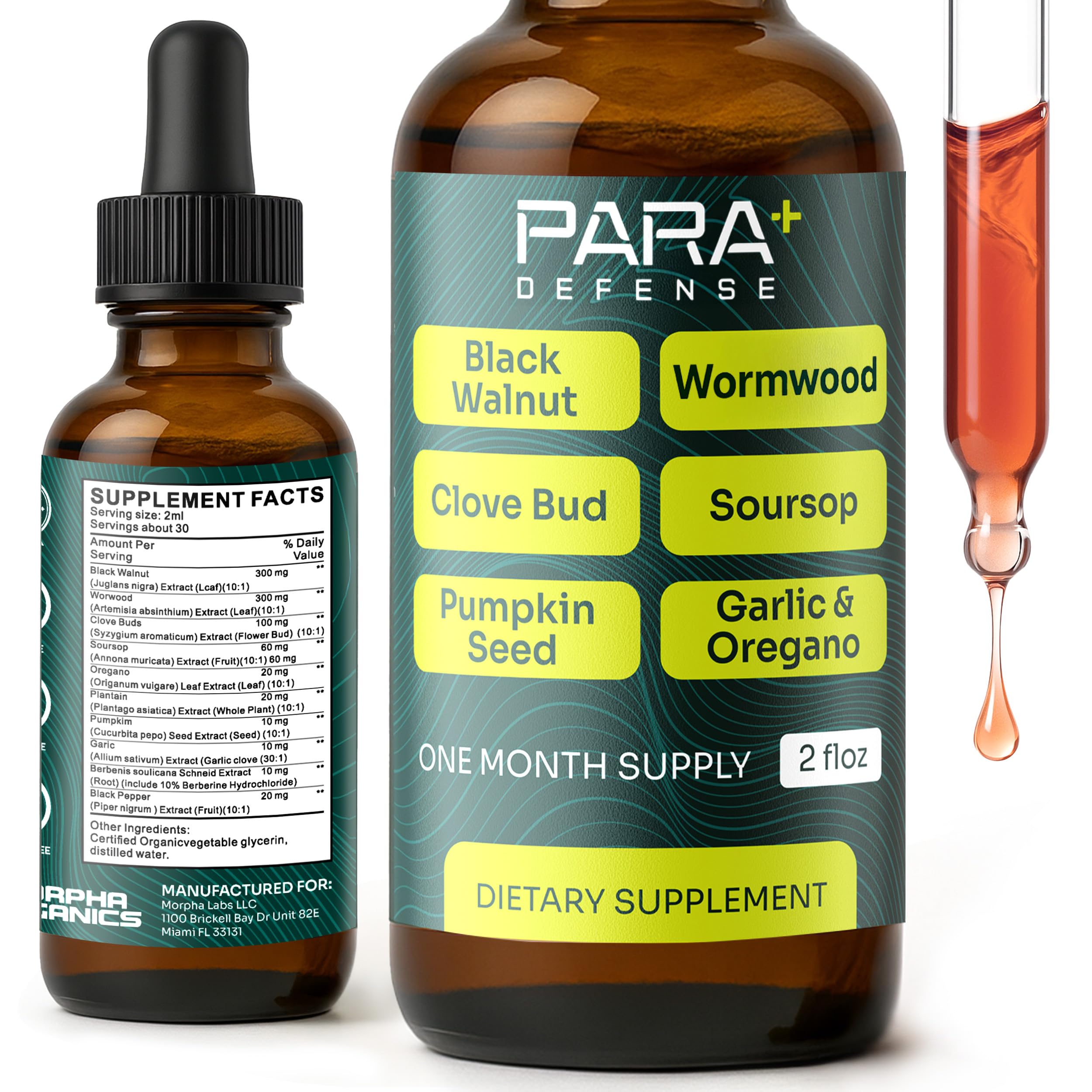 Morpha Organics ParaDefense Herbal Supplement bottle front view