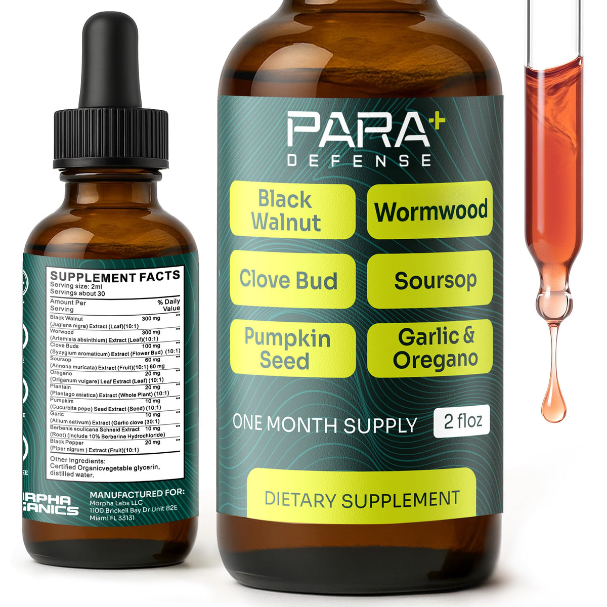 Morpha Organics ParaDefense Herbal Supplement bottle front view