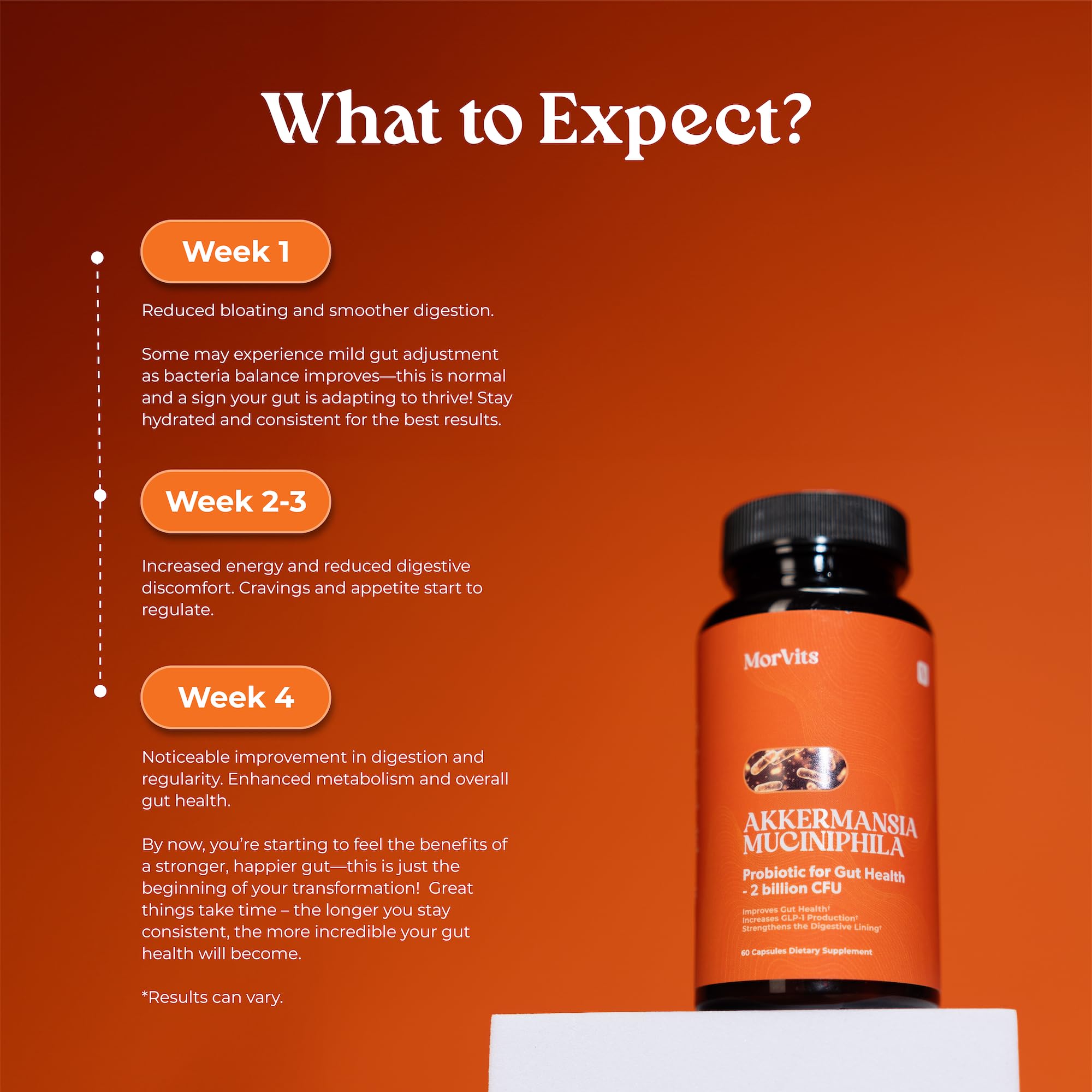 Morvits Akkermansia Probiotic Capsules with a measuring spoon for dosage