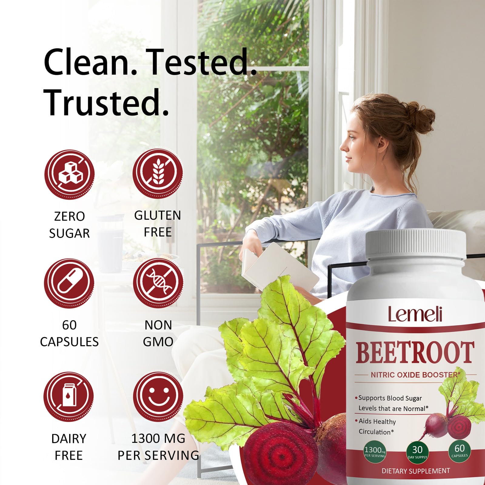 Morvyn Lemeli Beetroot Capsules in a lifestyle setting