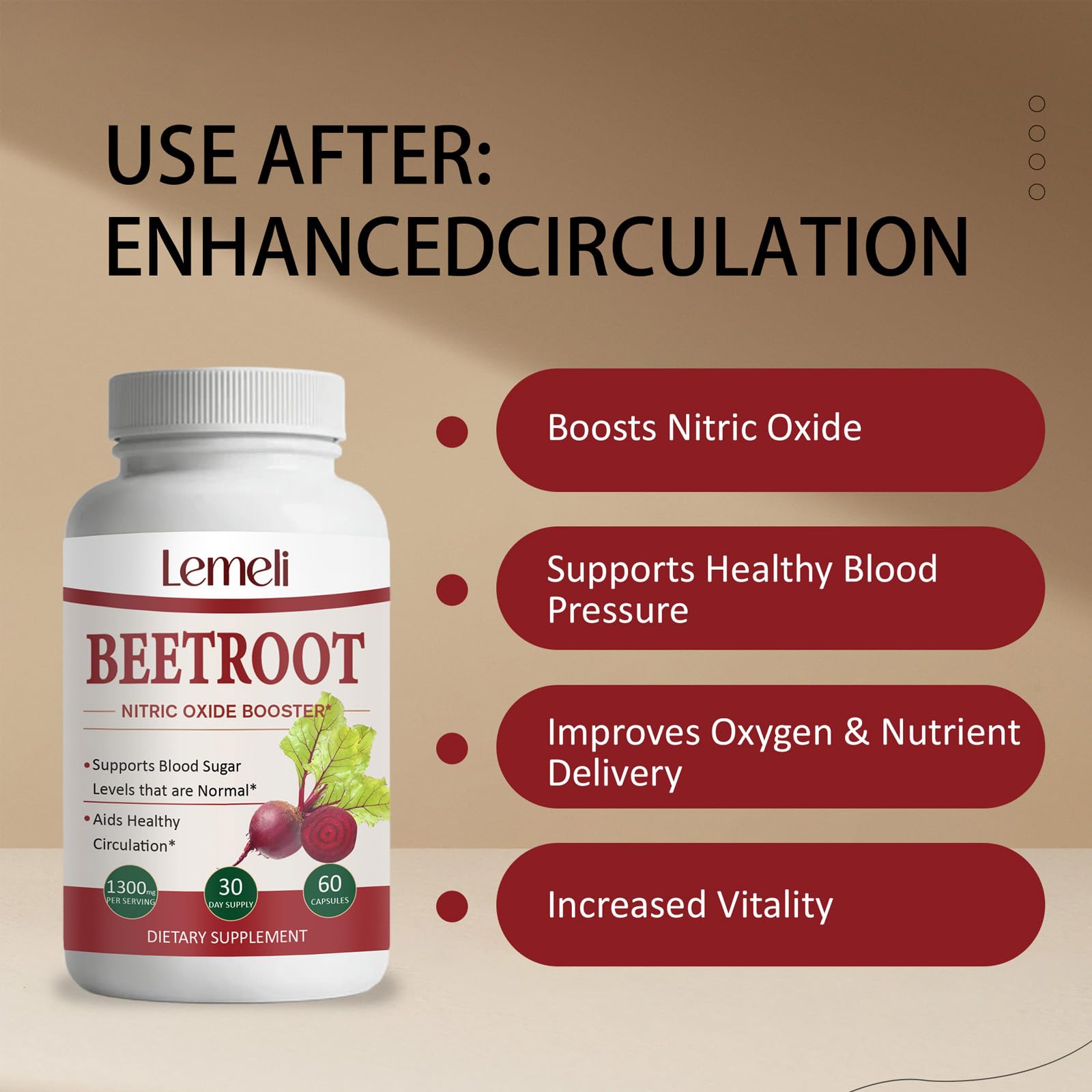 Morvyn Lemeli Beetroot Capsules on a wooden table