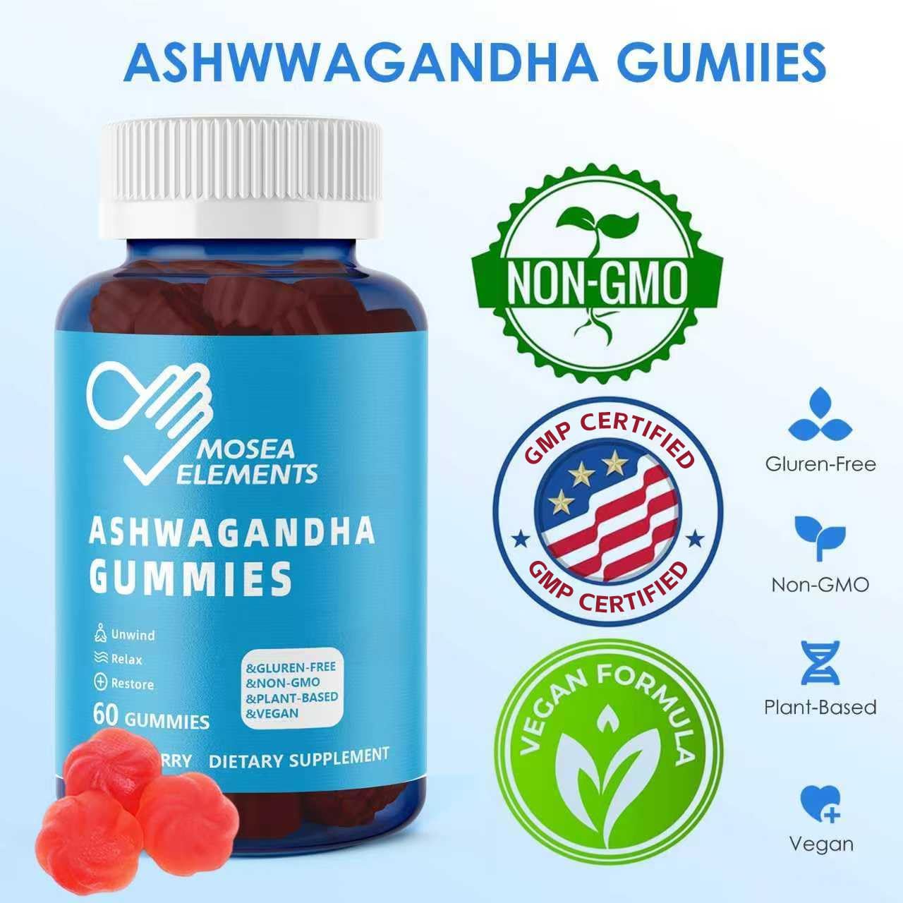 MOSEA ELEMENTS Ashwagandha Gummies packaging side view