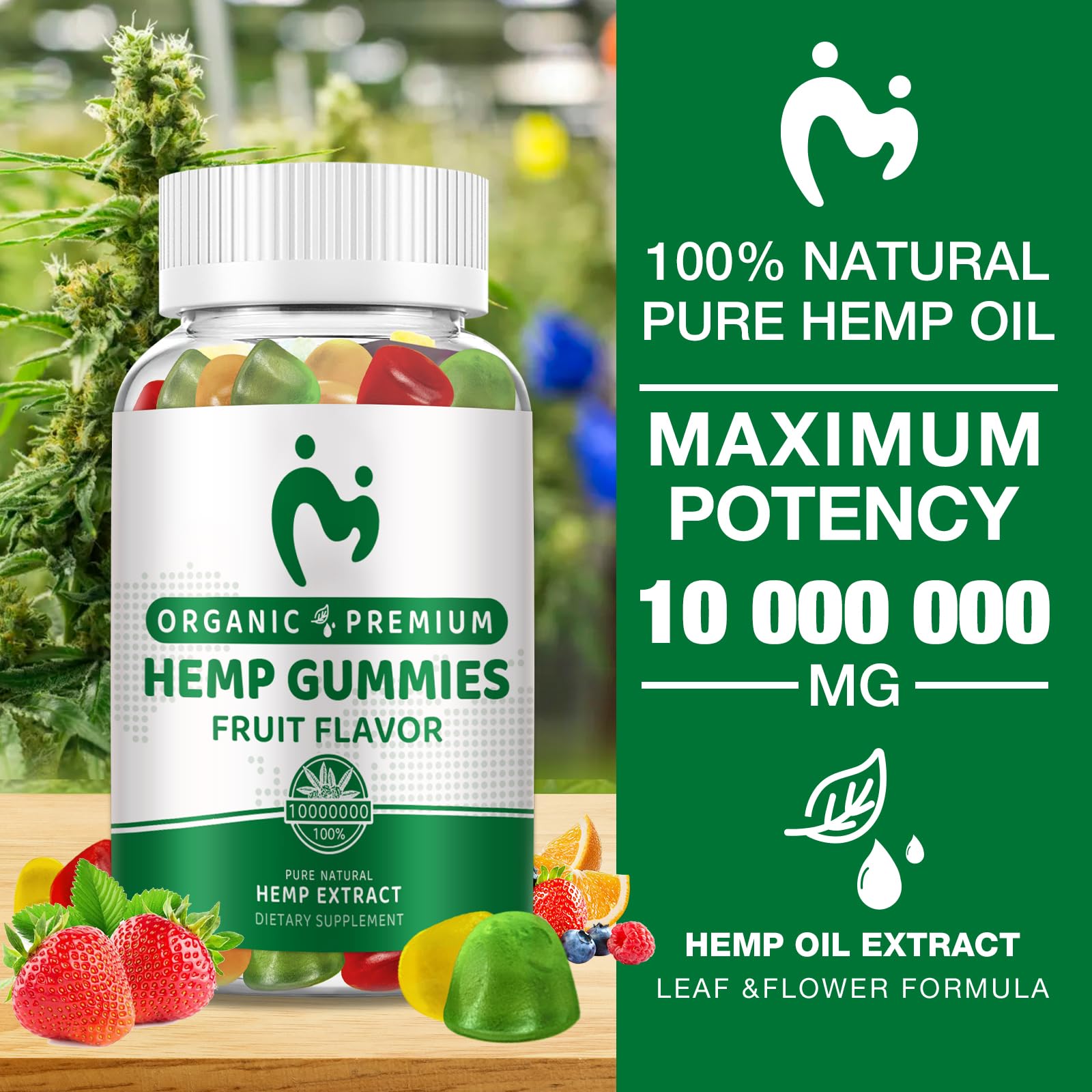 MOSRAY Hemp Gummies with a few gummies scattered