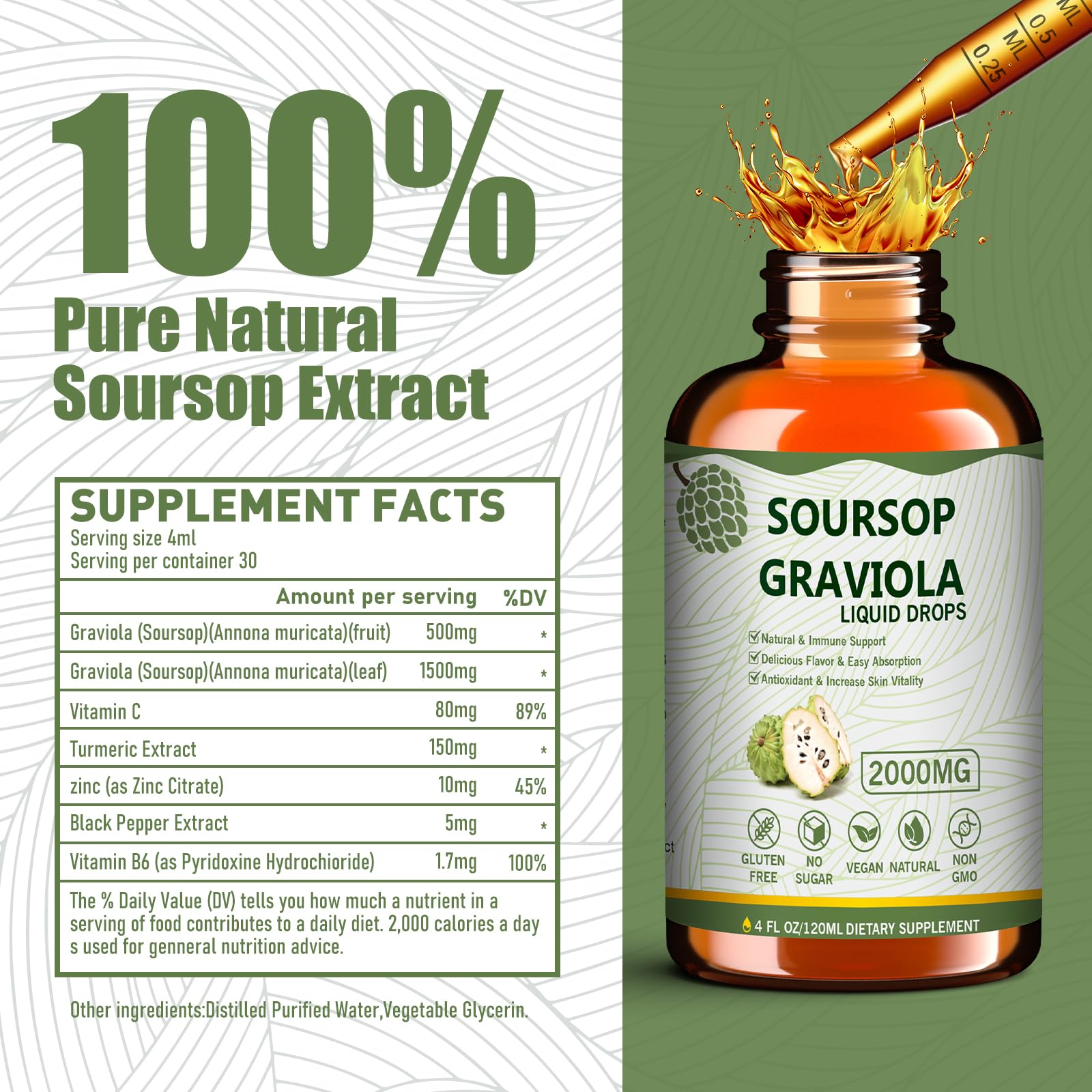 Mosslly Soursop Bitters Liquid Drops bottle side view