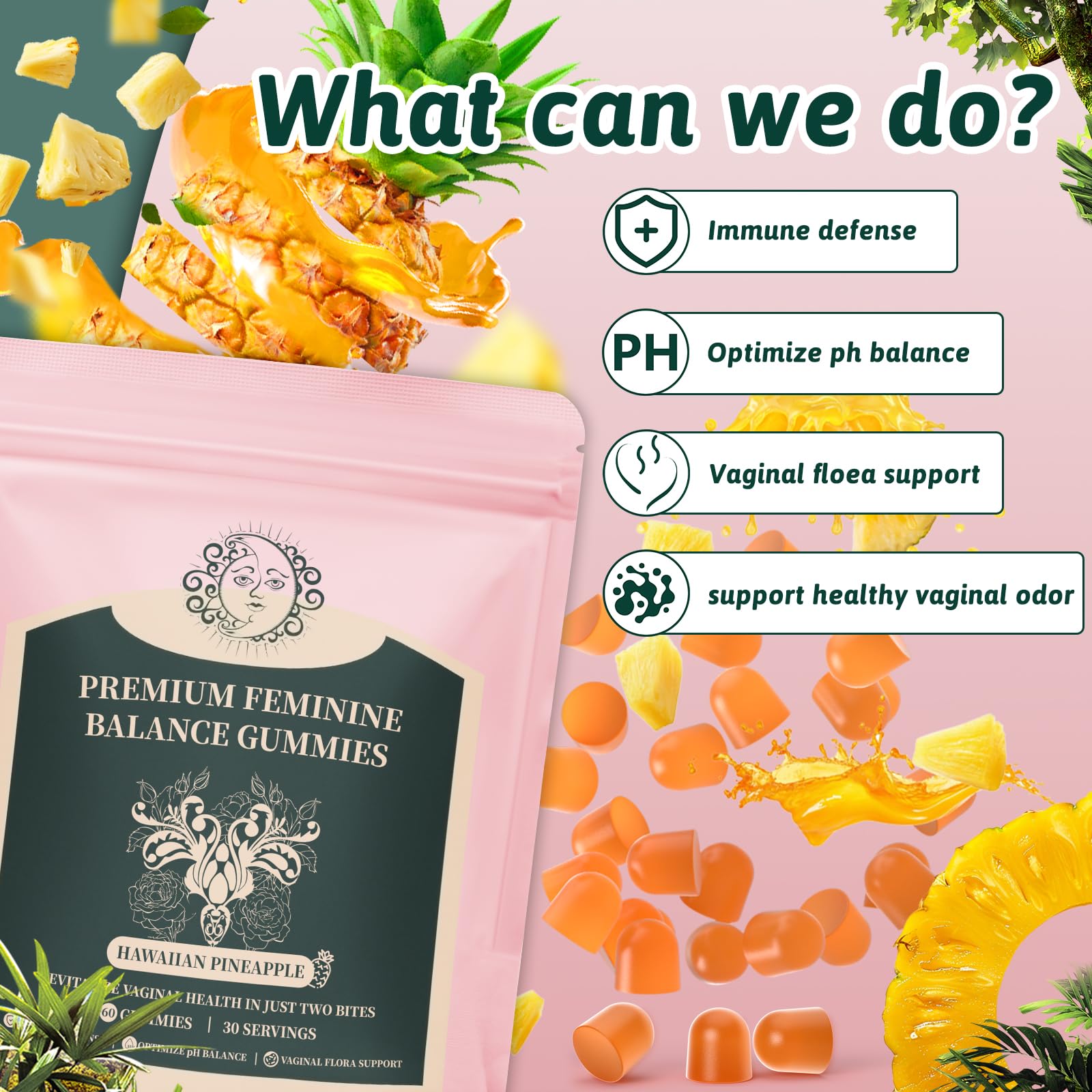 Mosslly Women's Health Gummies pineapple flavour