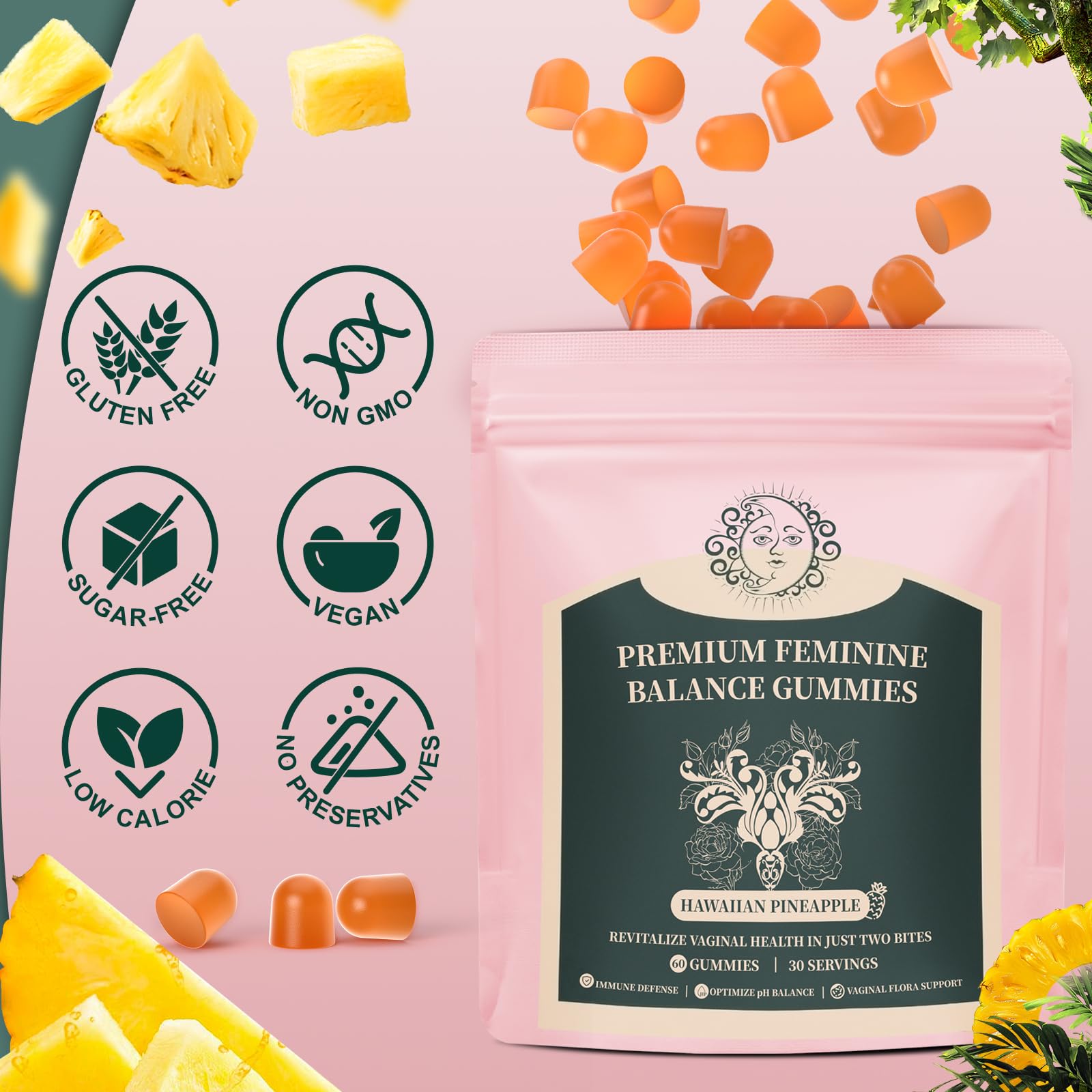 Mosslly Women's Health Gummies sugar-free label