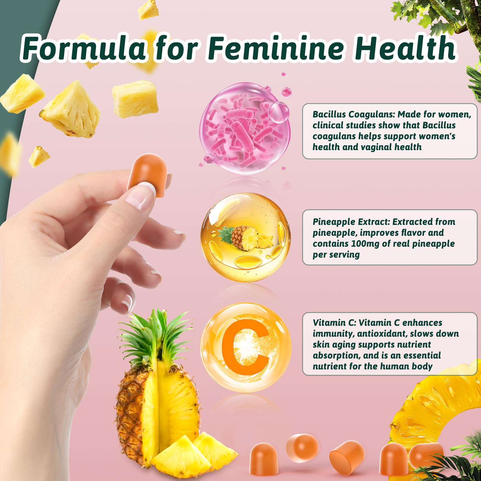 Mosslly Women's Health Gummies vegan label close-up
