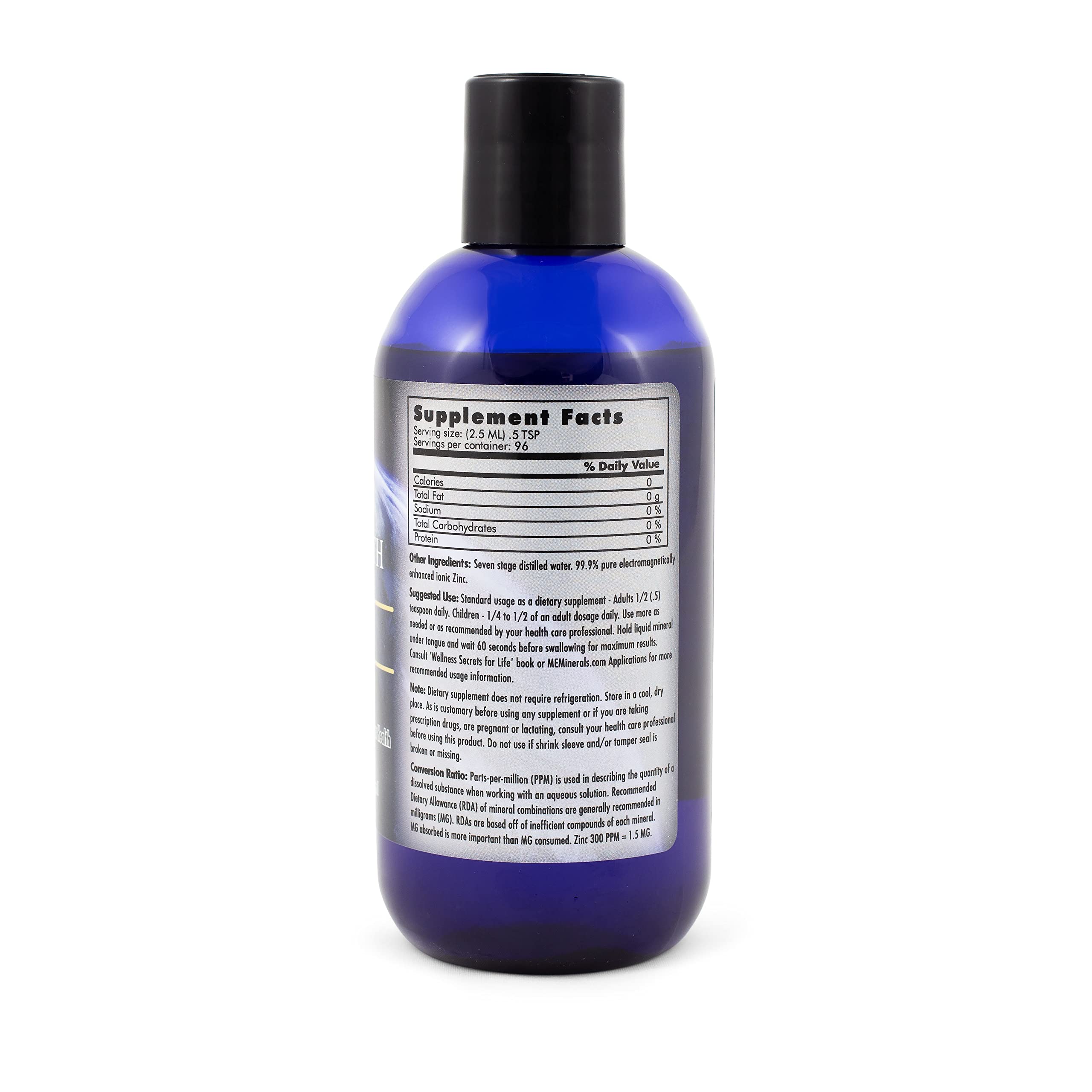 Mother Earth Minerals Liquid Zinc Supplement 8 oz back view