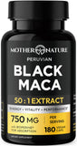 Mother Nature Organics Black Maca Root Capsules 180 count front view