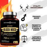 Mother Nature Organics Black Maca Root Capsules bottle with natural background