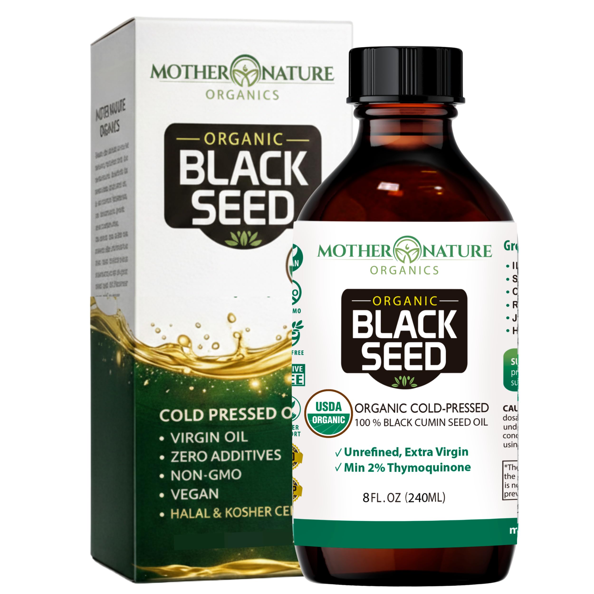 Mother Nature Organics Black Seed Oil 227g front view