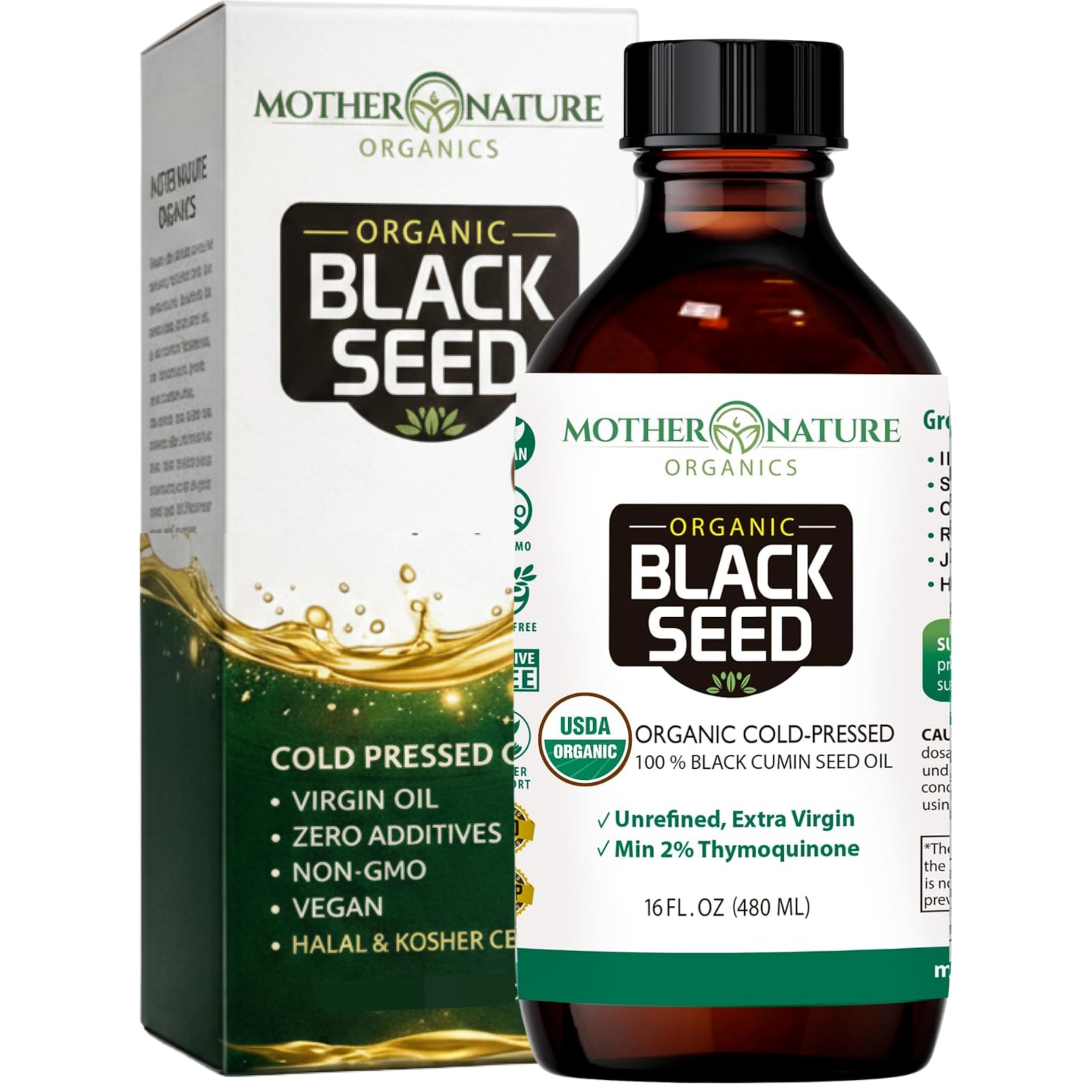 Mother Nature Organics Black Seed Oil 454g front view