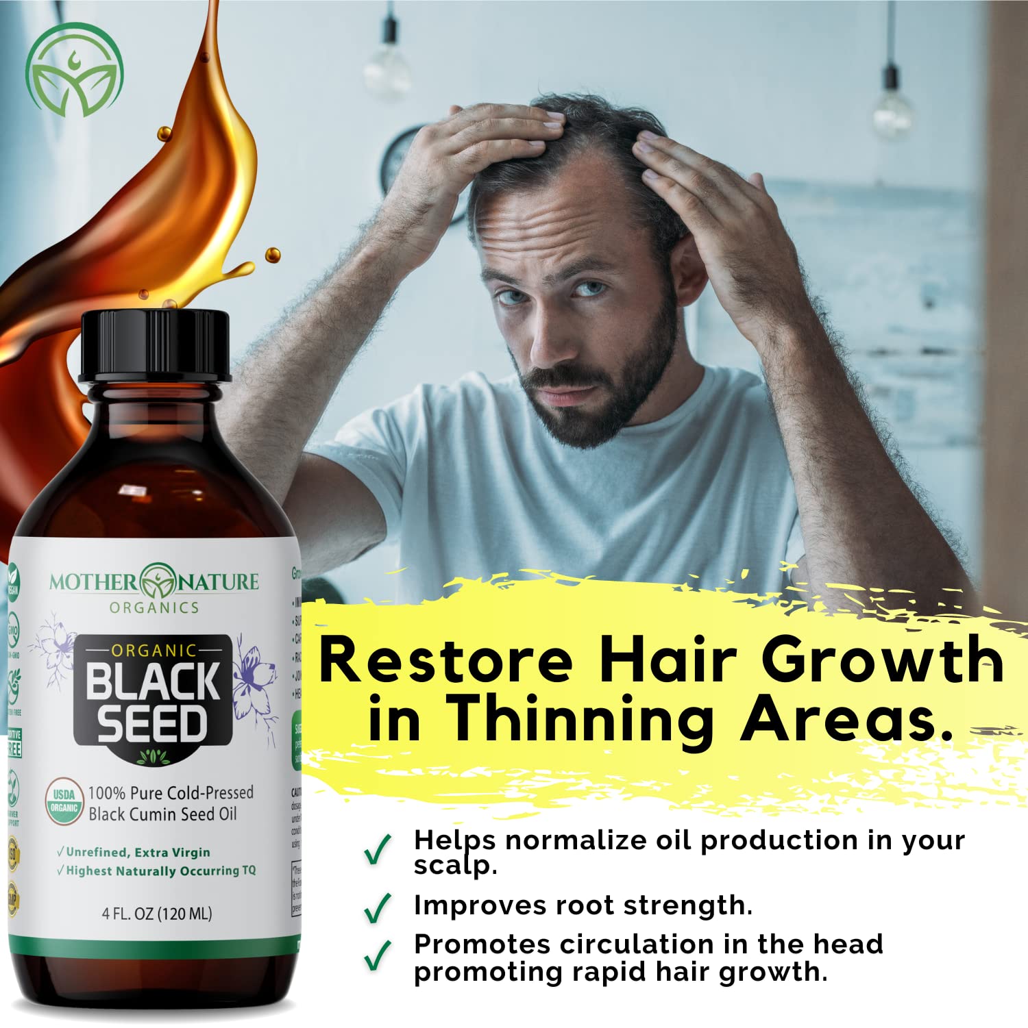 Mother Nature Organics Black Seed Oil packaging details