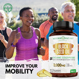 Mother Nature Organics Black Seed Oil Softgels back view with nutritional information