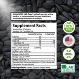 Mother Nature Organics Black Seed Oil Softgels bottle on a wooden table