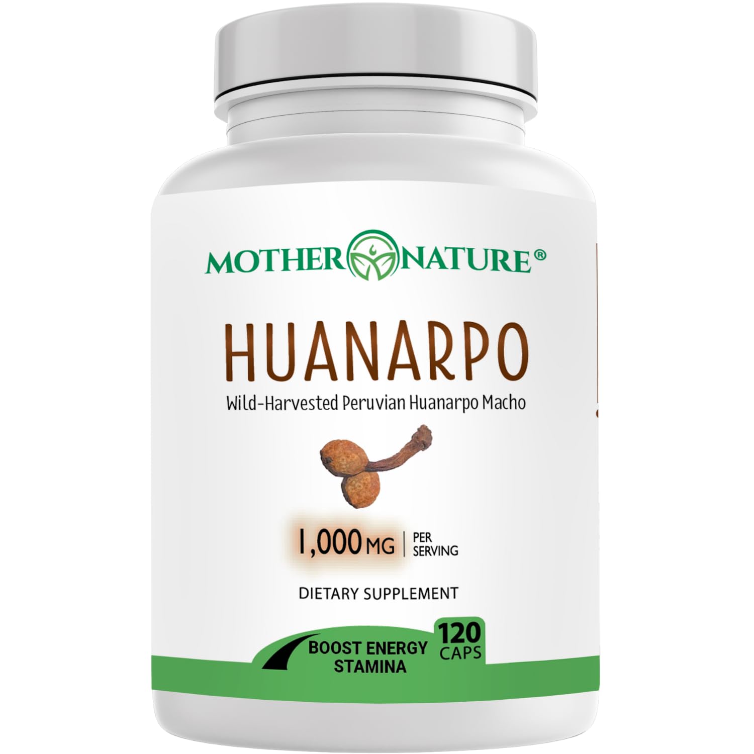 Mother Nature Organics Huanarpo Macho 120 vegan capsules front view