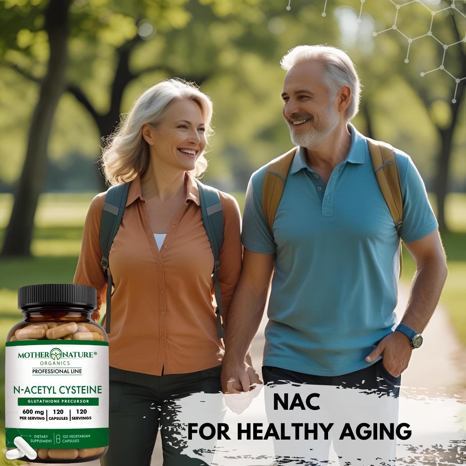 Mother Nature Organics NAC 600mg capsules side view