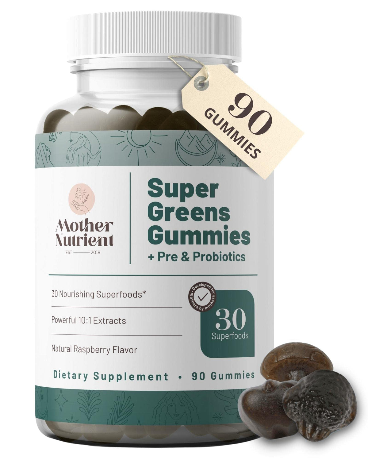 Mother Nutrient Daily Greens Chewable Gummies front view