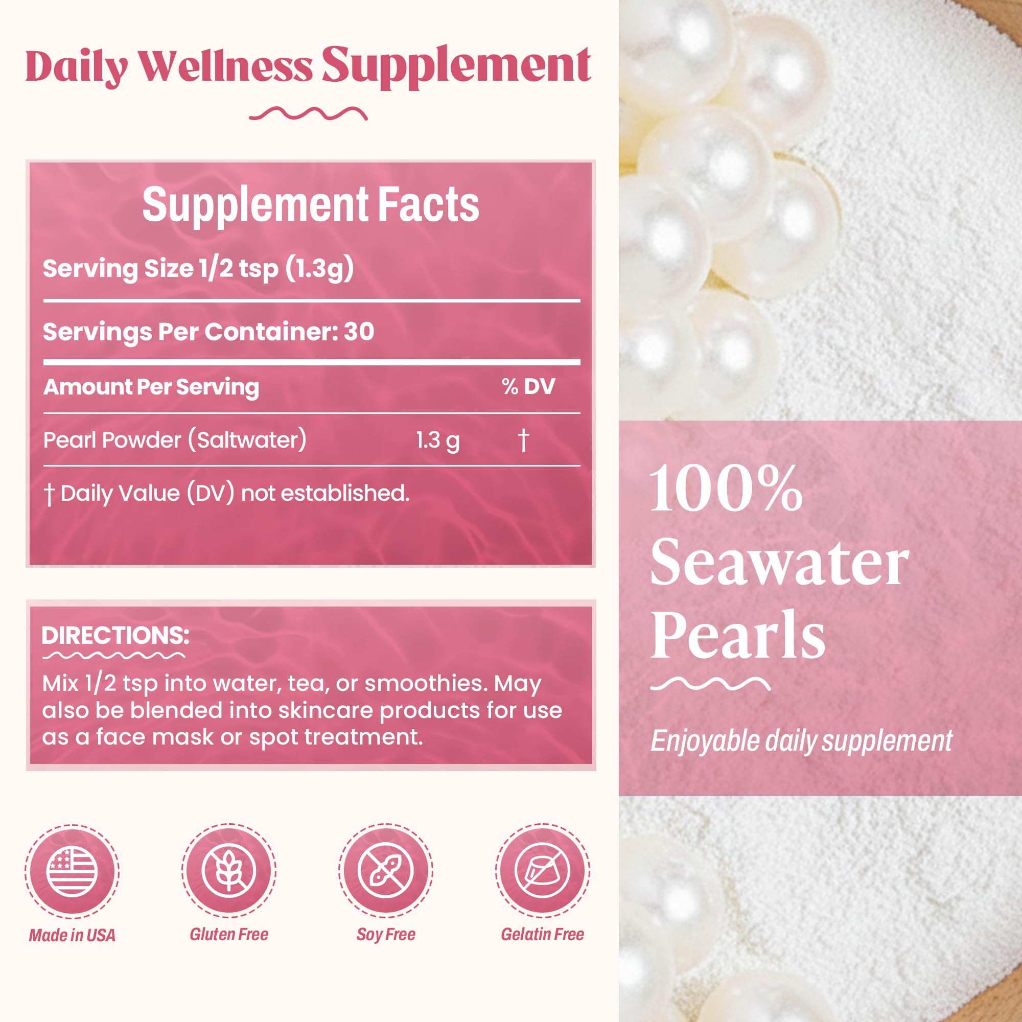 Mother-of-pearl spoon included with Akasha Superfoods Pearl Powder