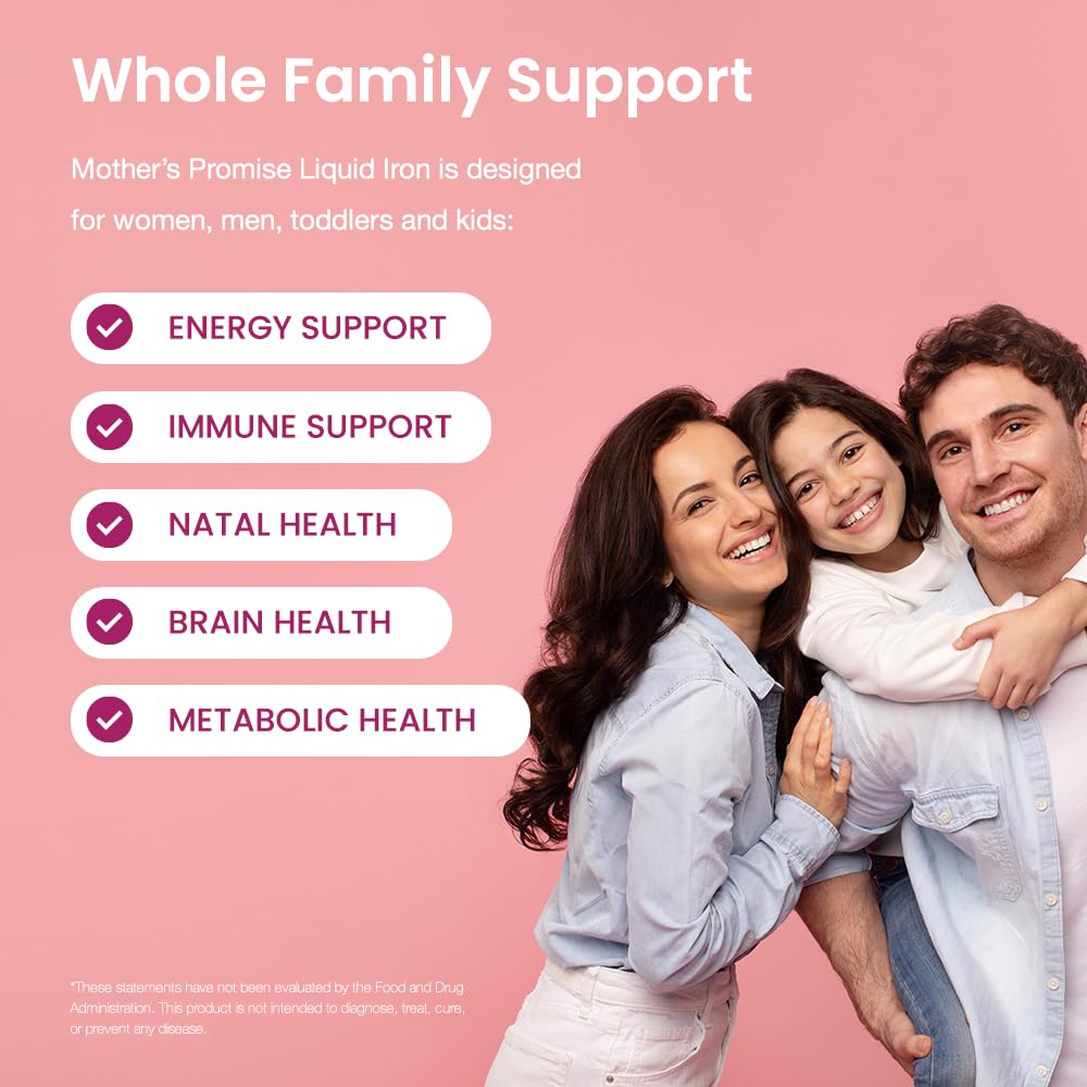 Mother's Promise Liquid Iron Supplement side view with label