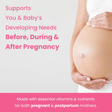 Mother's Promise Prenatal Multivitamin Gummies lifestyle shot with a mother and baby