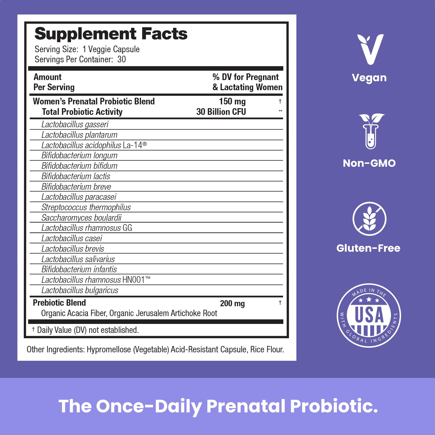 Mother's Promise Prenatal Probiotics 30 Billion CFU capsule close-up