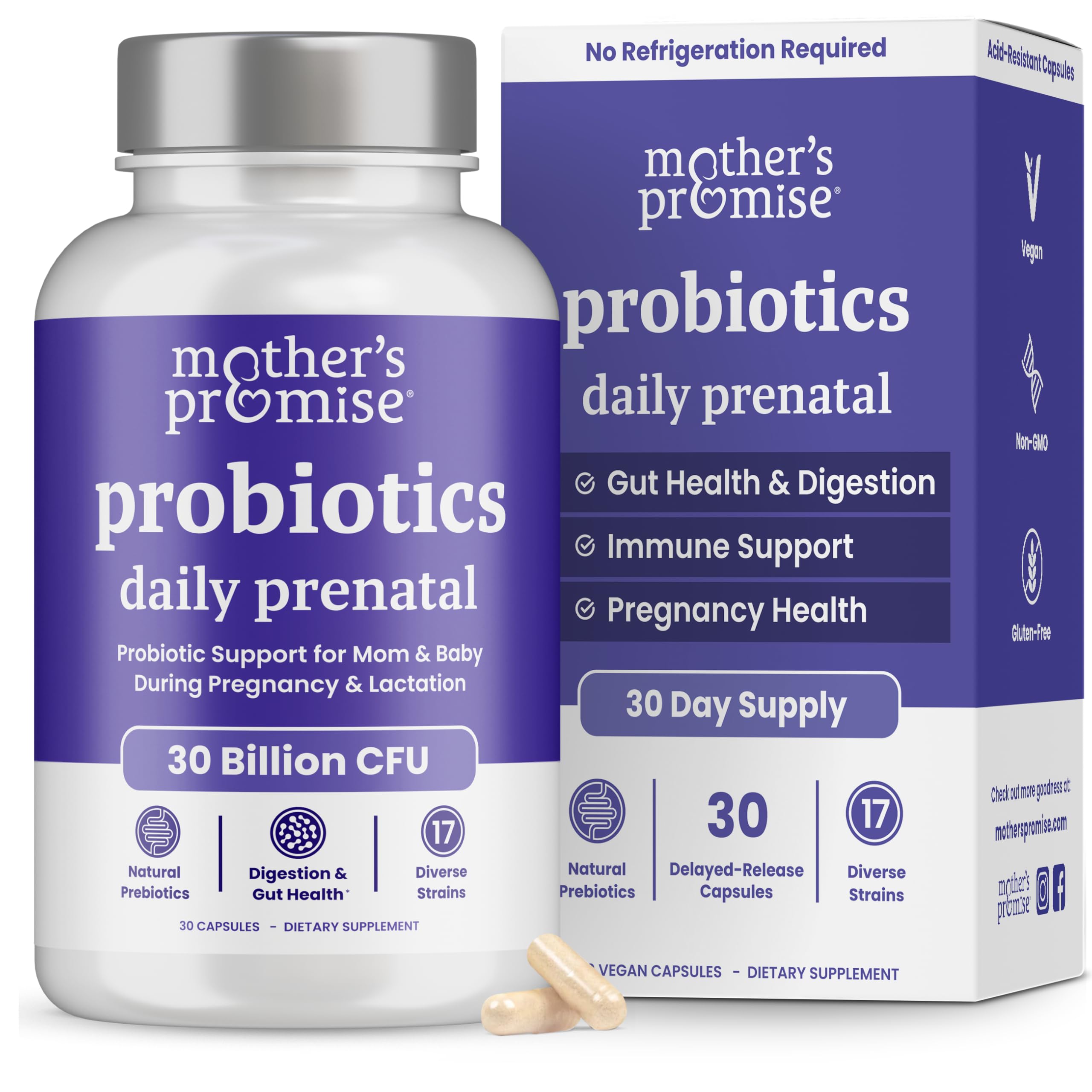 Mother's Promise Prenatal Probiotics 30 Billion CFU capsule front view
