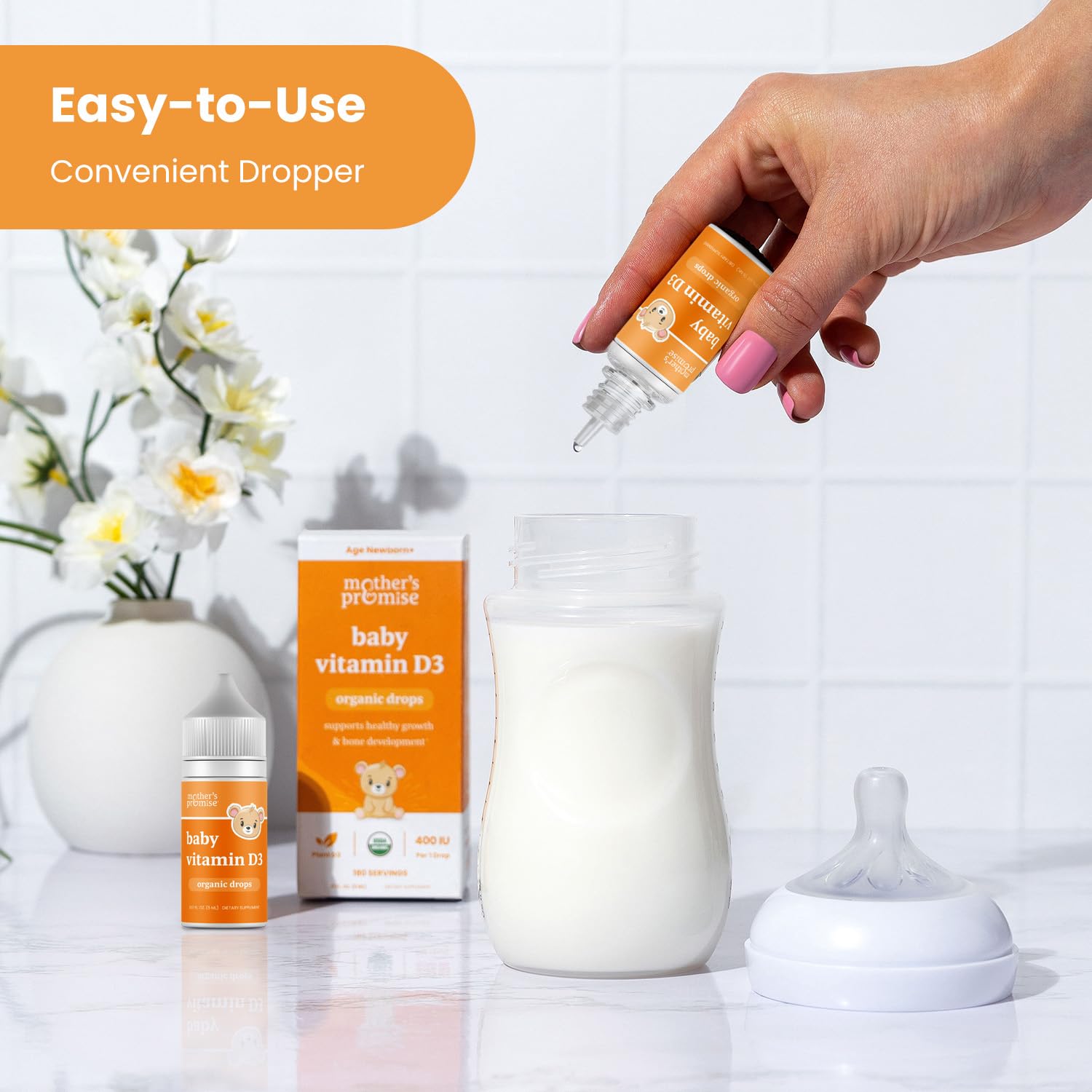 Mother's Promise Vitamin D3 Drops in use with baby