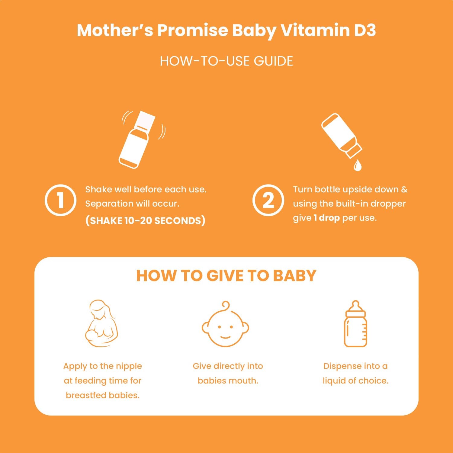 Mother's Promise Vitamin D3 Drops label showing organic certification