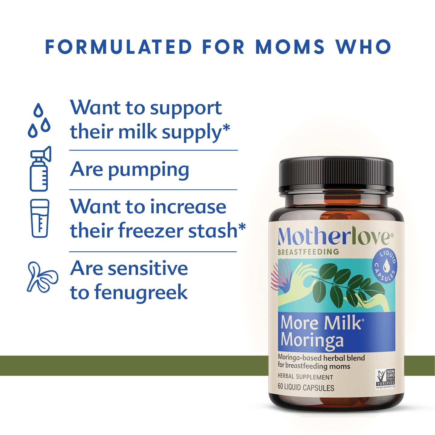 Motherlove More Milk Moringa liquid capsule close-up