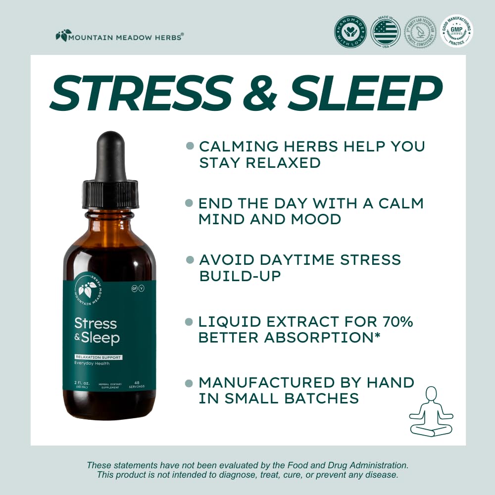 Mountain Meadow Herbs Stress & Sleep Liquid Herbal Supplement 2 oz back view