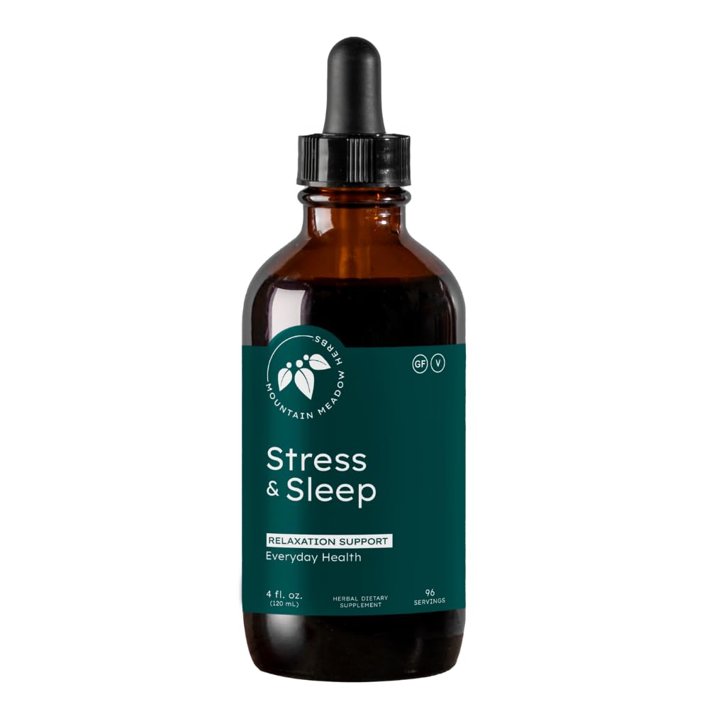 Mountain Meadow Herbs Stress & Sleep Liquid Herbal Supplement 4 oz front view