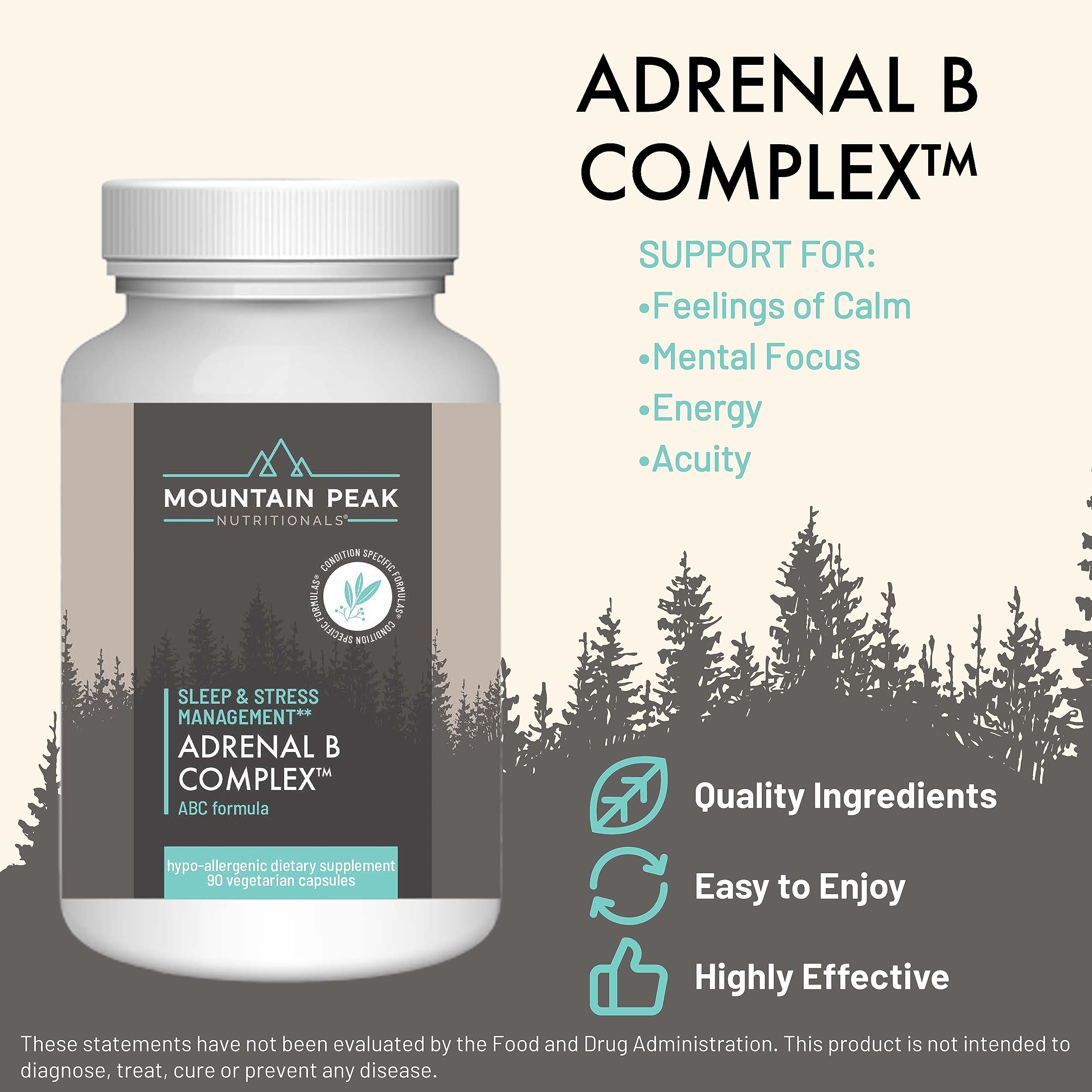 Mountain Peak Nutritionals Adrenal B Complex bottle side view