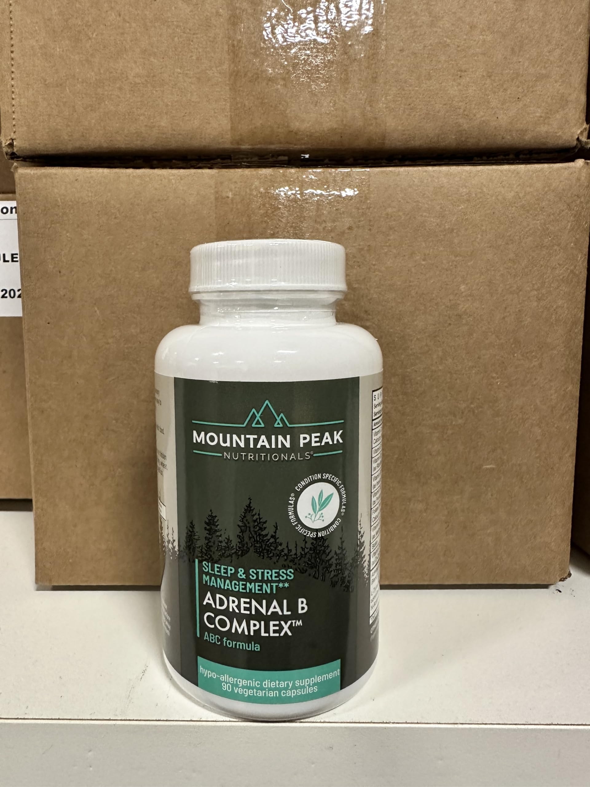 Mountain Peak Nutritionals Adrenal B Complex capsule in hand