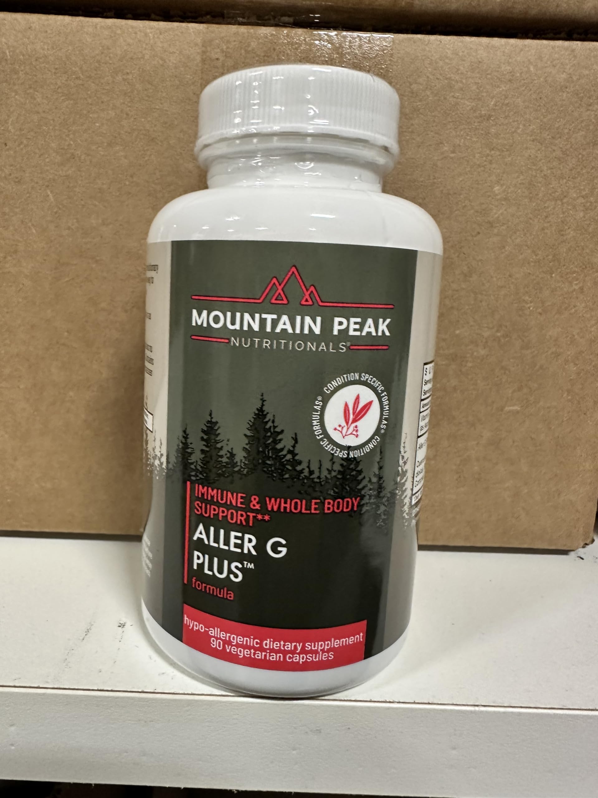 Mountain Peak Nutritionals Aller G Plus nutritional information label