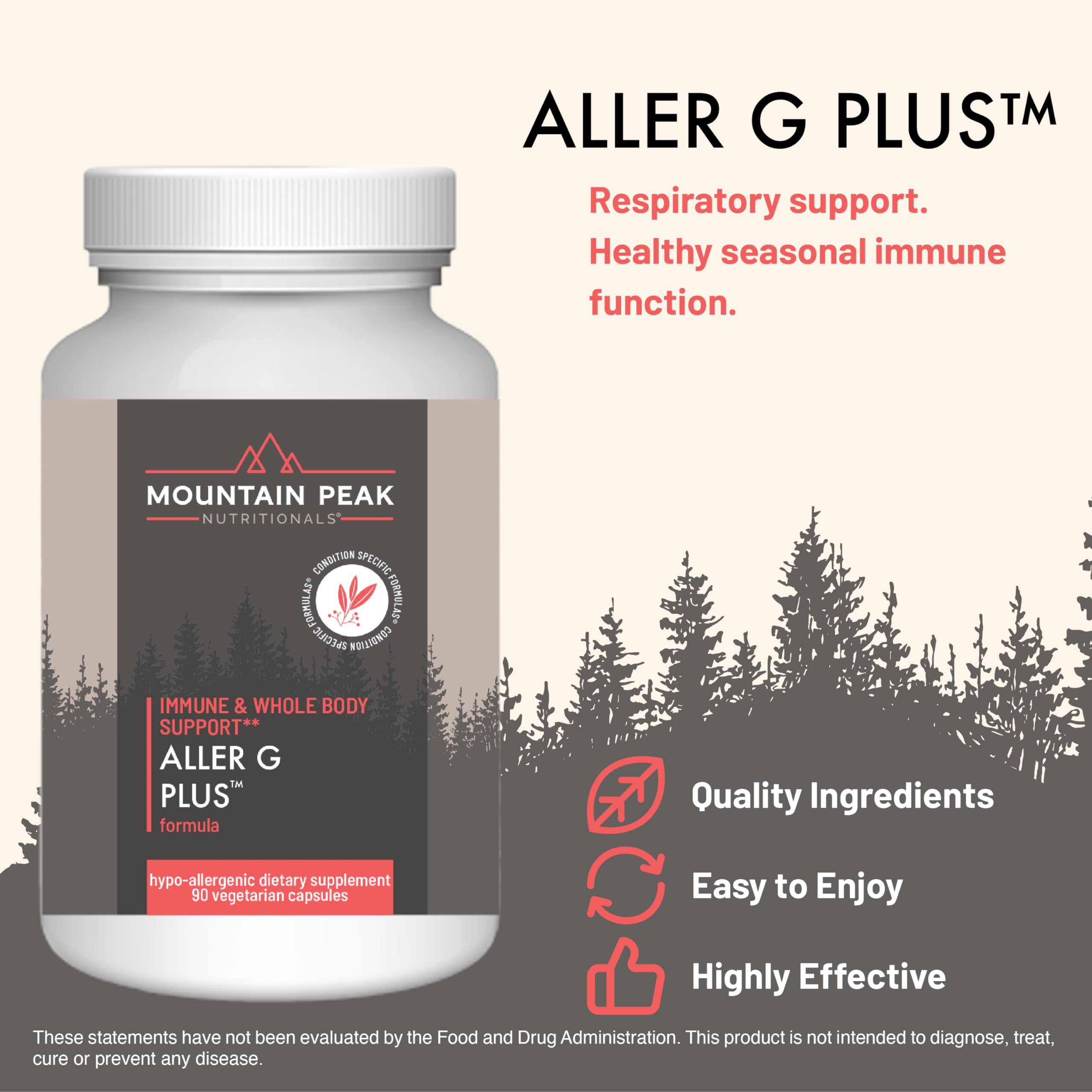 Mountain Peak Nutritionals Aller G Plus side view of bottle