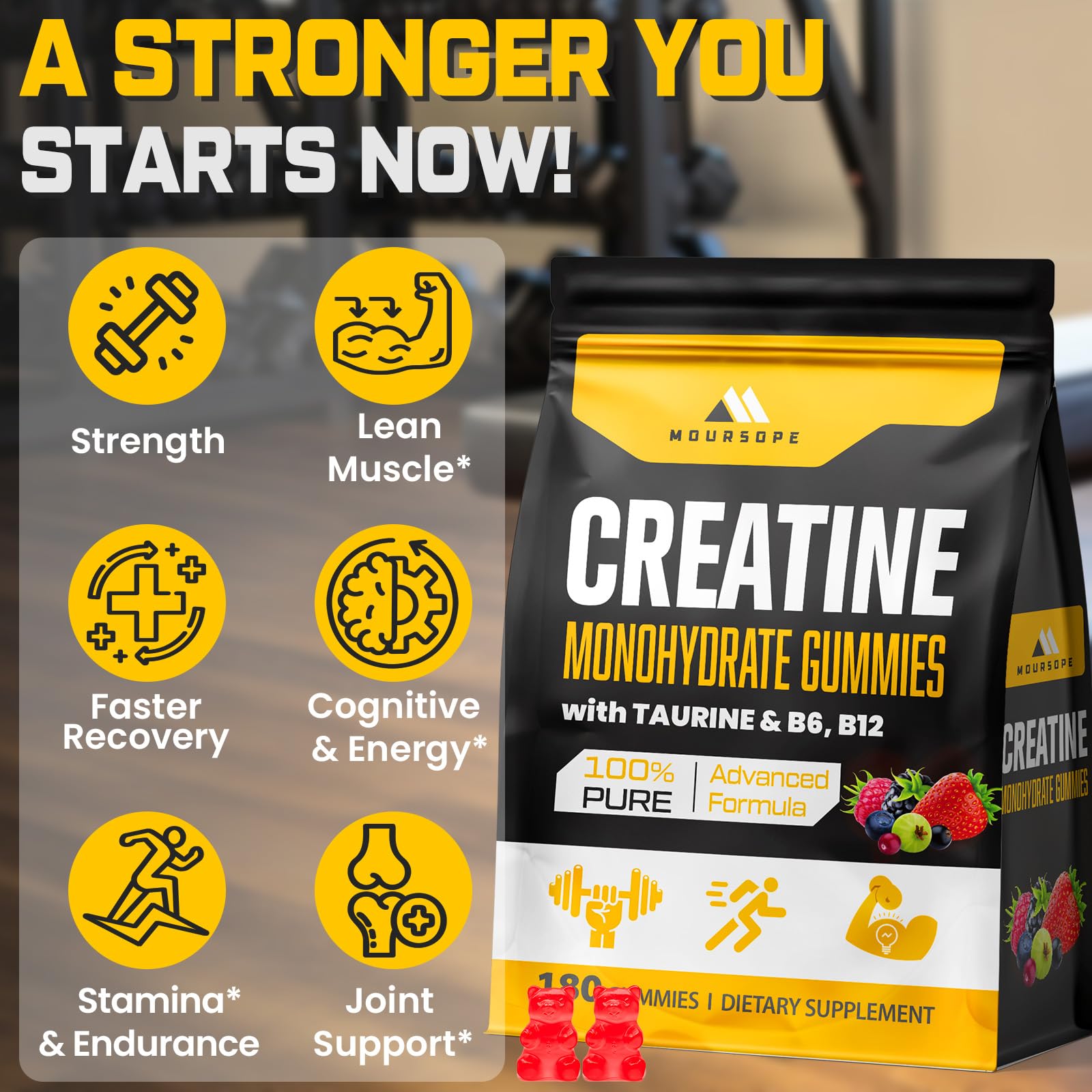 Moursope Creatine Monohydrate Gummies 12 gummies packet