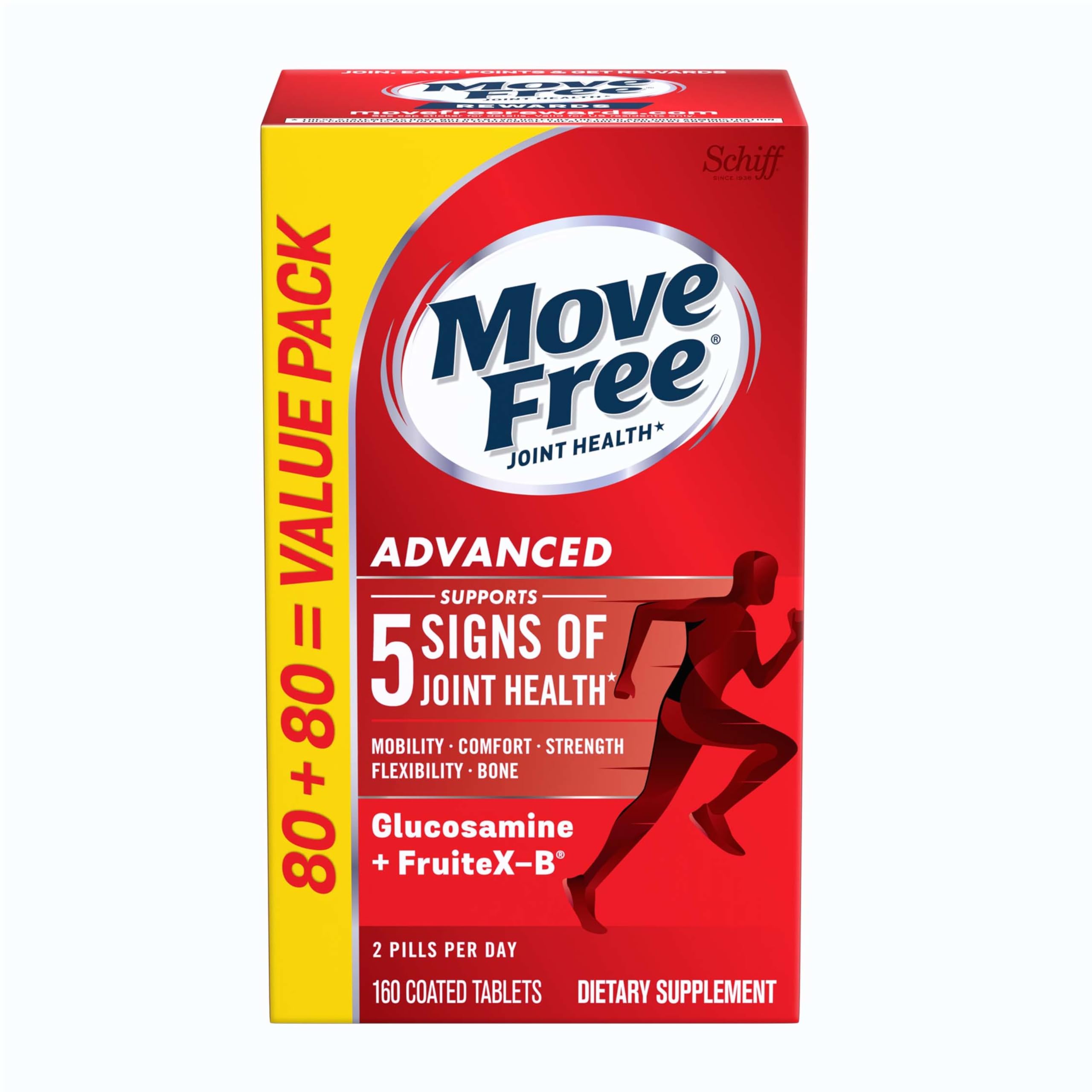 Move Free Advanced Joint Support Supplement 80 Tablets front view