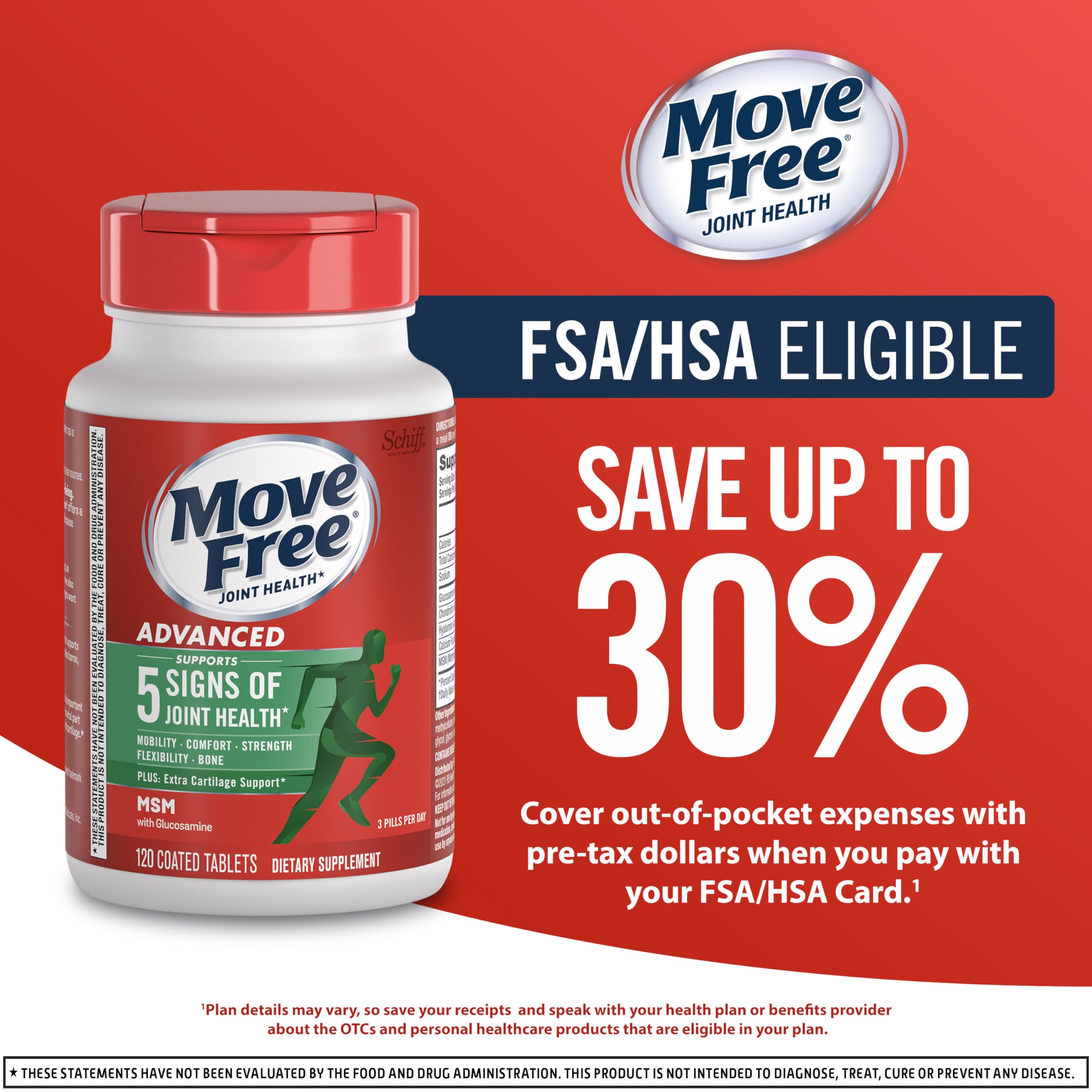 Move Free Advanced Joint Support Supplement on a kitchen counter