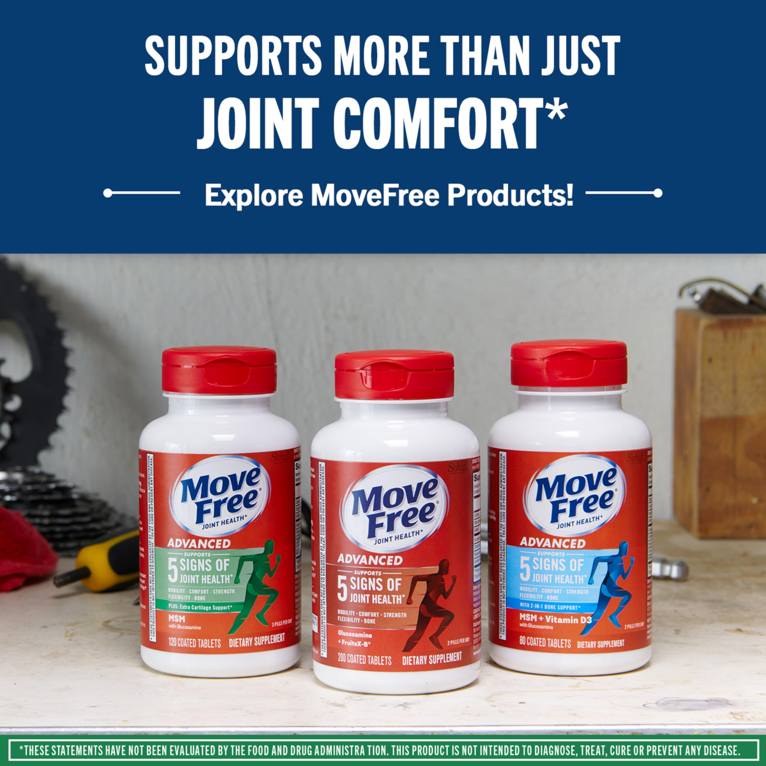 Move Free Advanced Joint Support Supplement with a glass of water